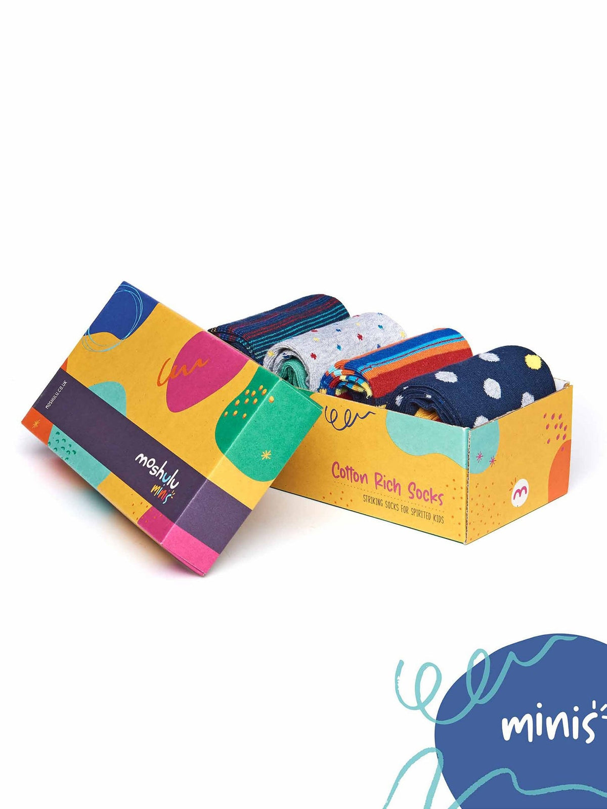 Multi kid's stripe / spot cotton-rich box of socks - MOPPET SOCK BOX MULTI