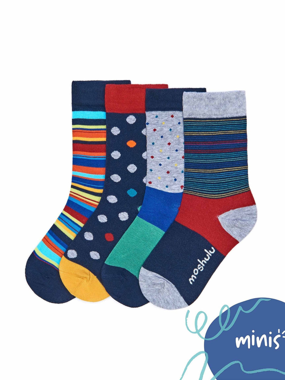 Multi kid's stripe / spot cotton-rich box of socks - MOPPET SOCK BOX MULTI