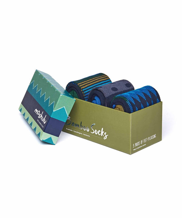 BOUDIN BAMBOO SOCK BOX NAVY MULTI