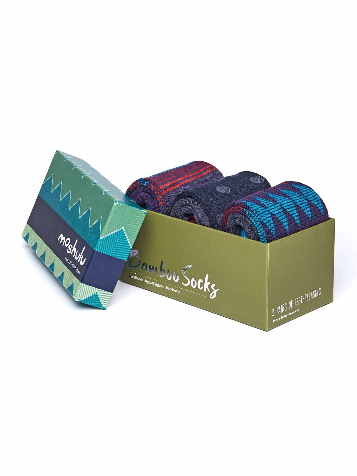 Red men's bamboo sock box - BOUDIN BAMBOO SOCK BOX CABERNET MULTI