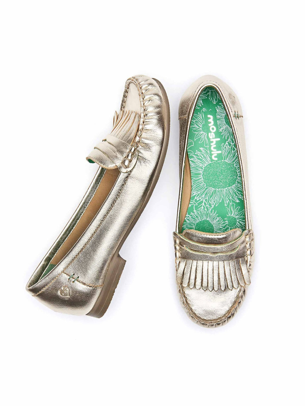 Metallic fringed leather loafers - ITALIAN DRESSING GILT