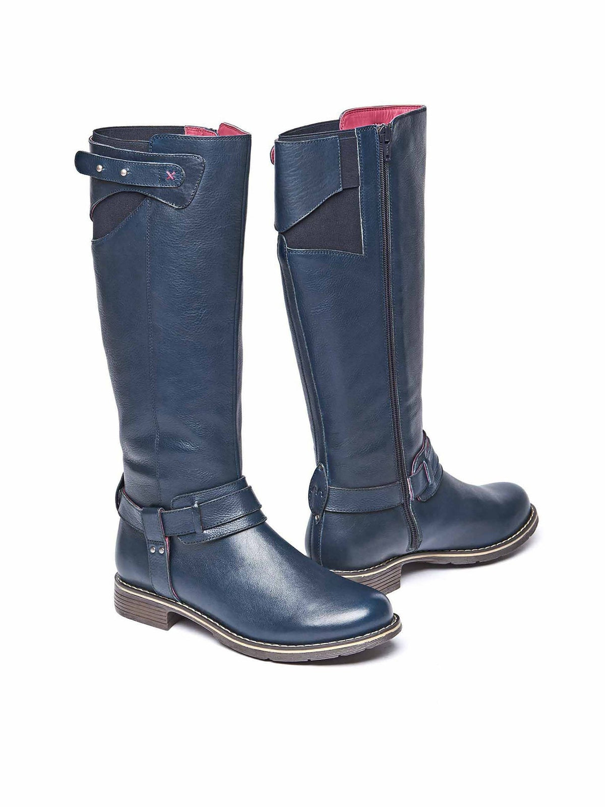 Blue classic leather long boots - MISTLETOE DARK DENIM