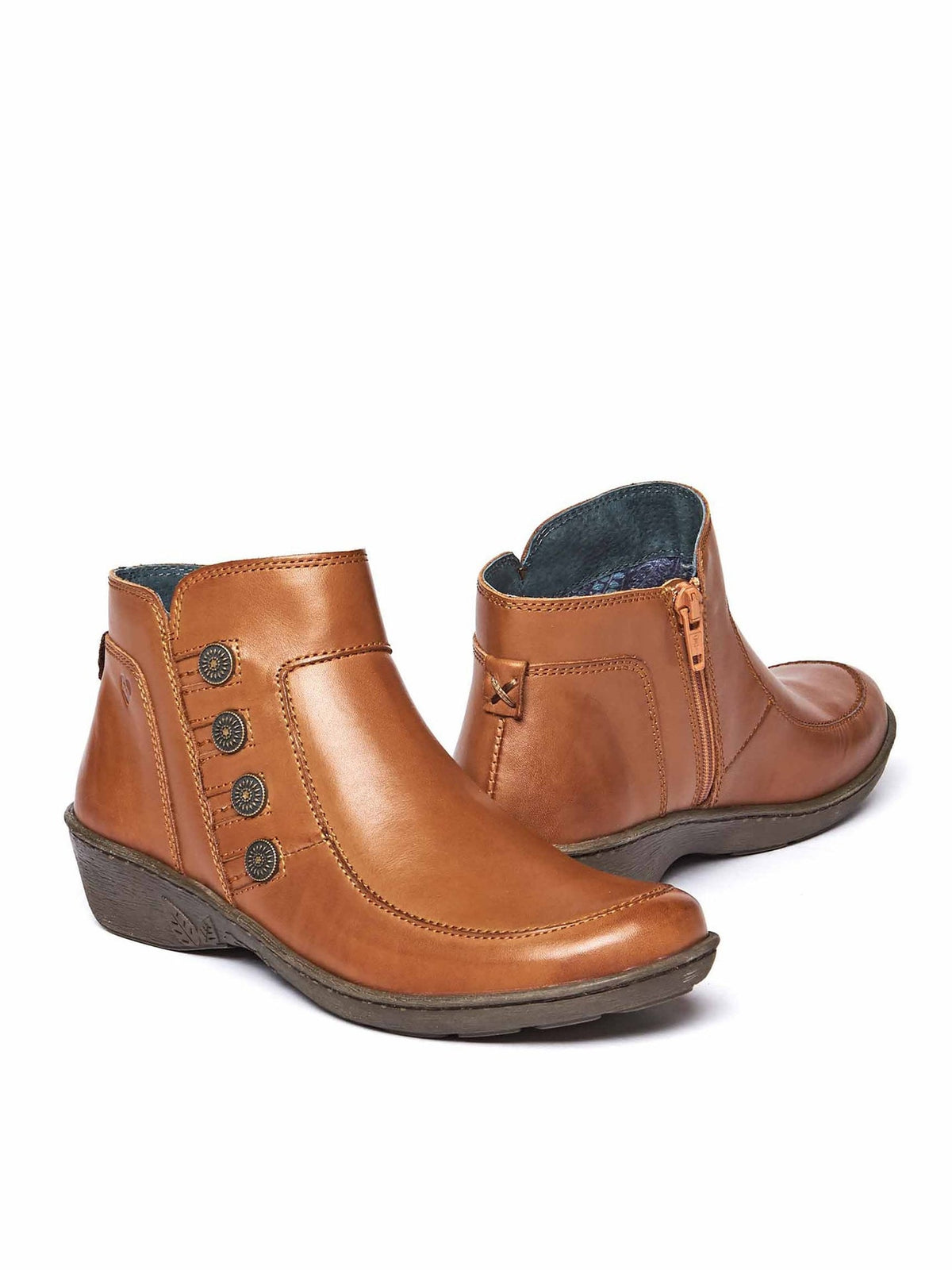 Brown leather lightweight ankle boots - FRUIT DROP 2 TAN