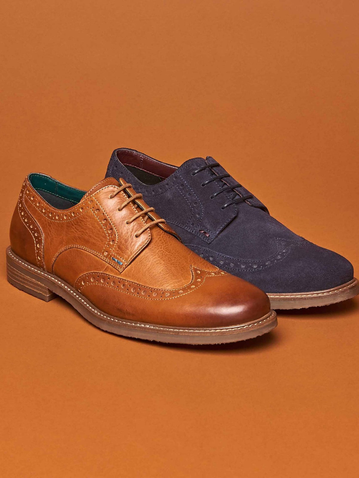 Blue men's brogue shoes - BOSCASTLE 2 NAVY SUEDE