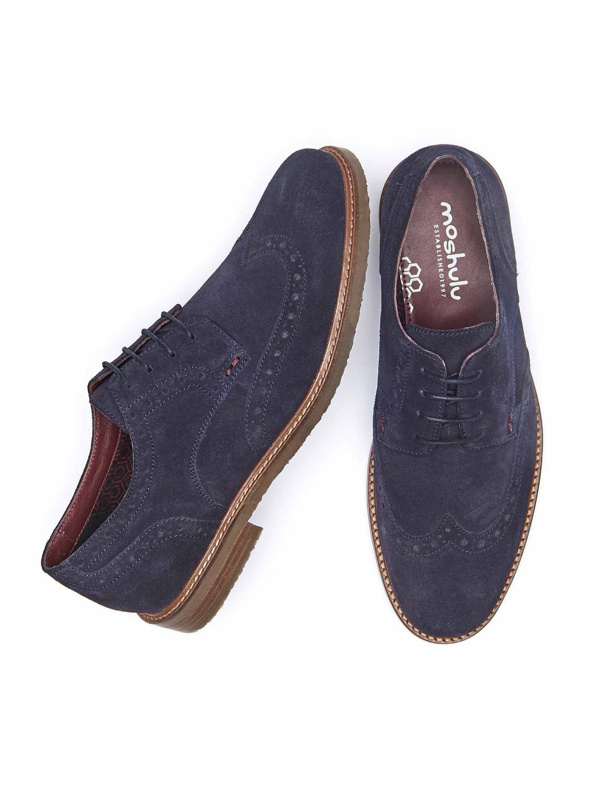 Blue men's brogue shoes - BOSCASTLE 2 NAVY SUEDE