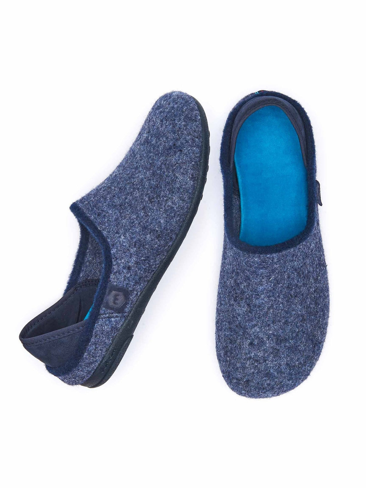 Blue men's full felt slippers - MATMI INDIGO