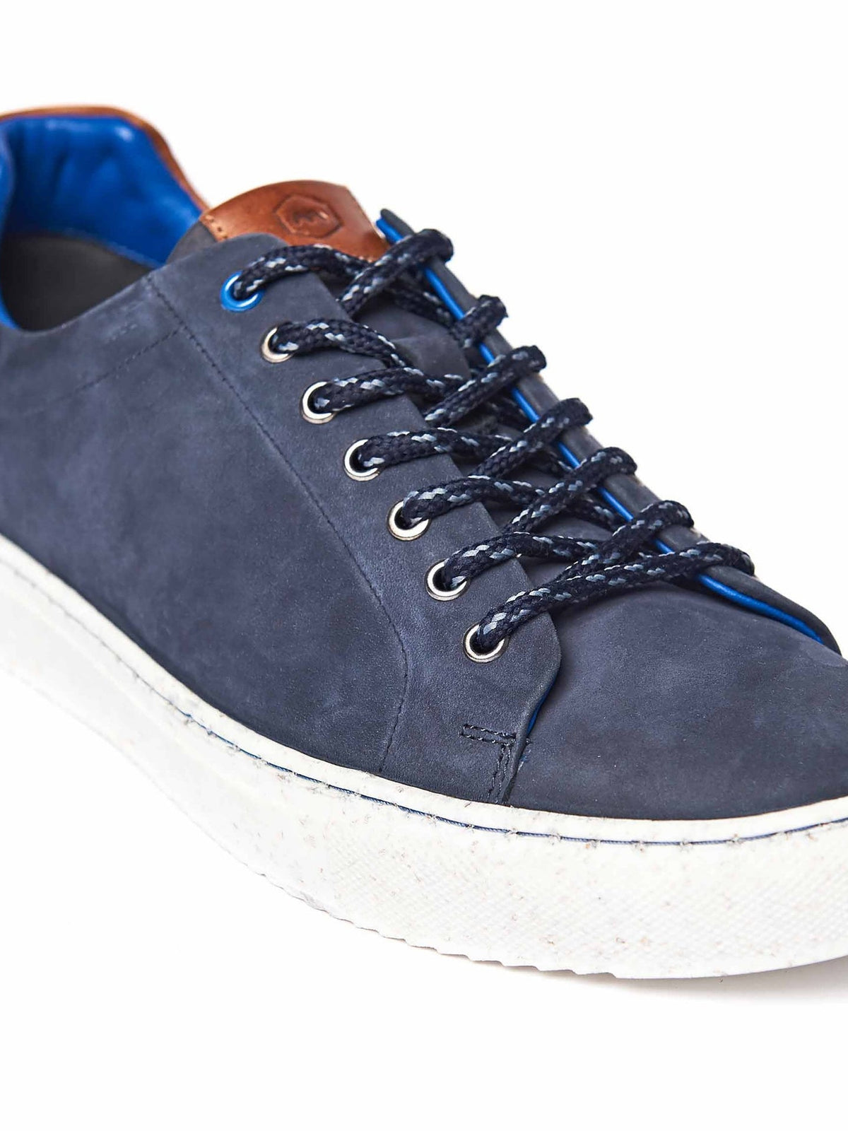 Brown men's round toe leather trainers - LOAM TAN LEATHER