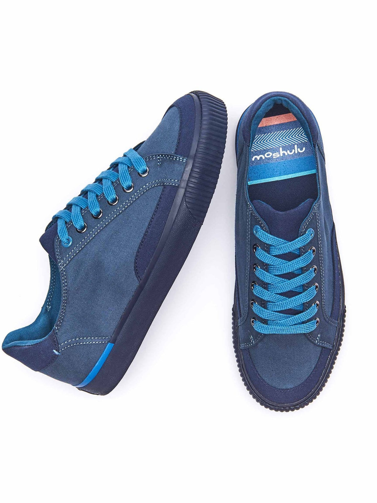 Blue men's cotton canvas trainers - DAUB AEGEAN BLUE