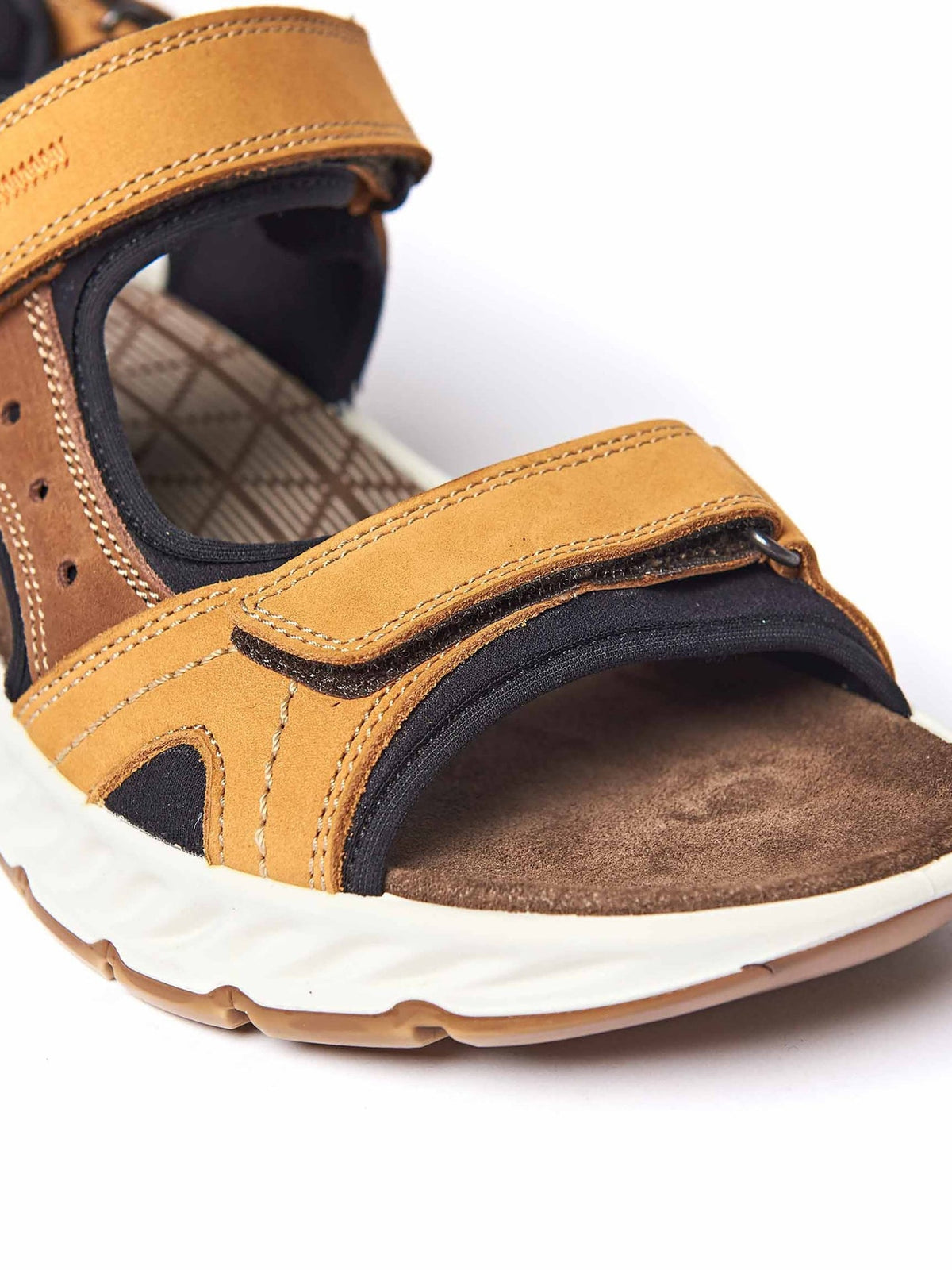 Brown leather touch fastening sandals - RETERTH TAN/BROWN