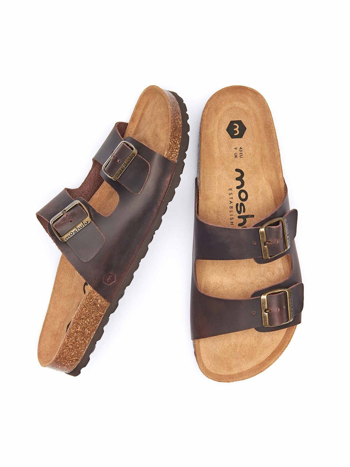 Brown leather cork footbed sandals - MUNICH WAXY CHOCOLATE