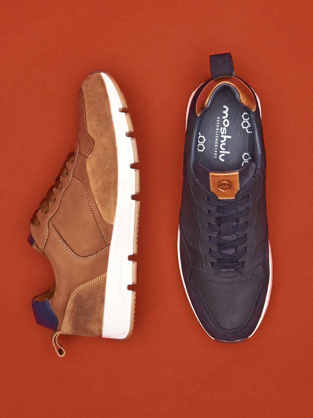 Brown men's nubuck and suede trainers - WINGER TAN
