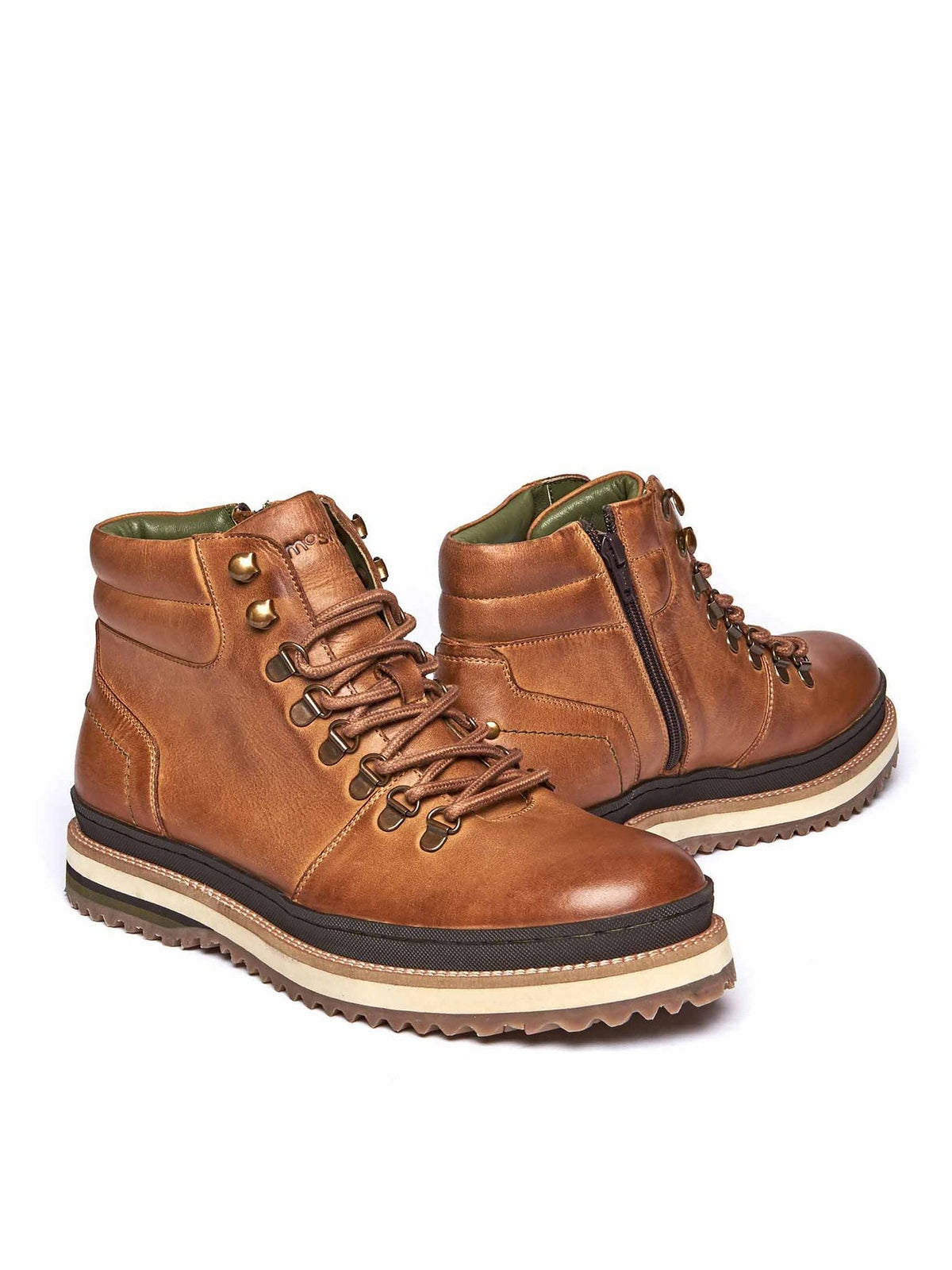 Brown men's lace up hiker-style boots - RINGER TAN