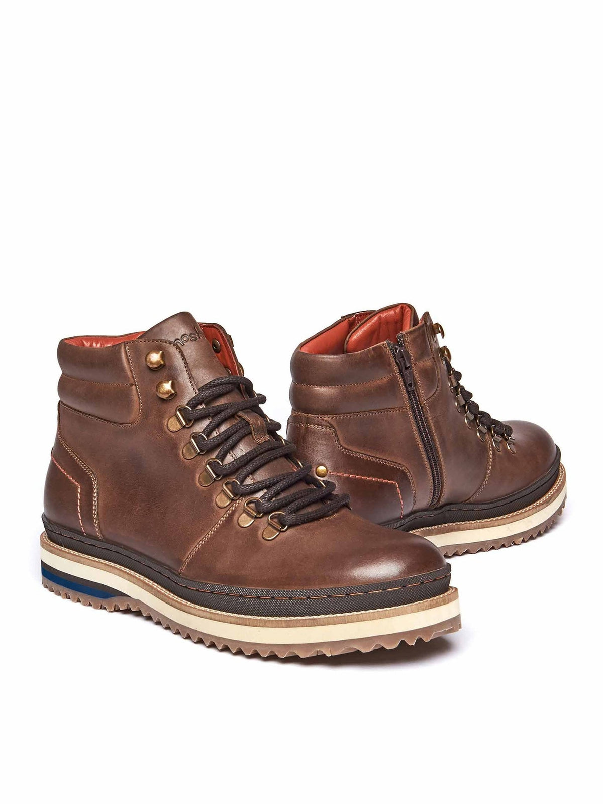 Brown men's lace up hiker-style boots - RINGER BROWN