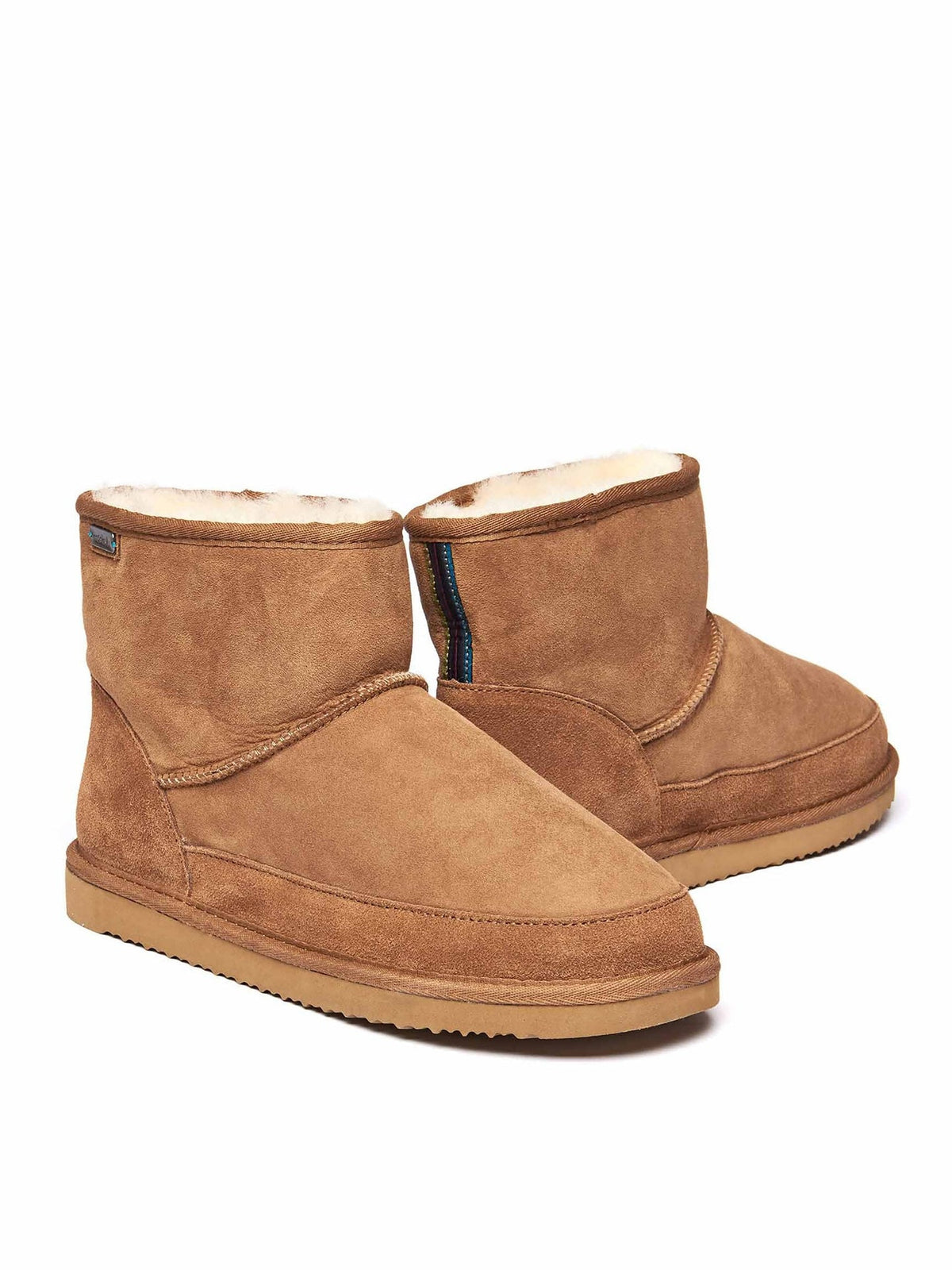 Brown men's sheepskin slipper boots - ROMNEY TAN