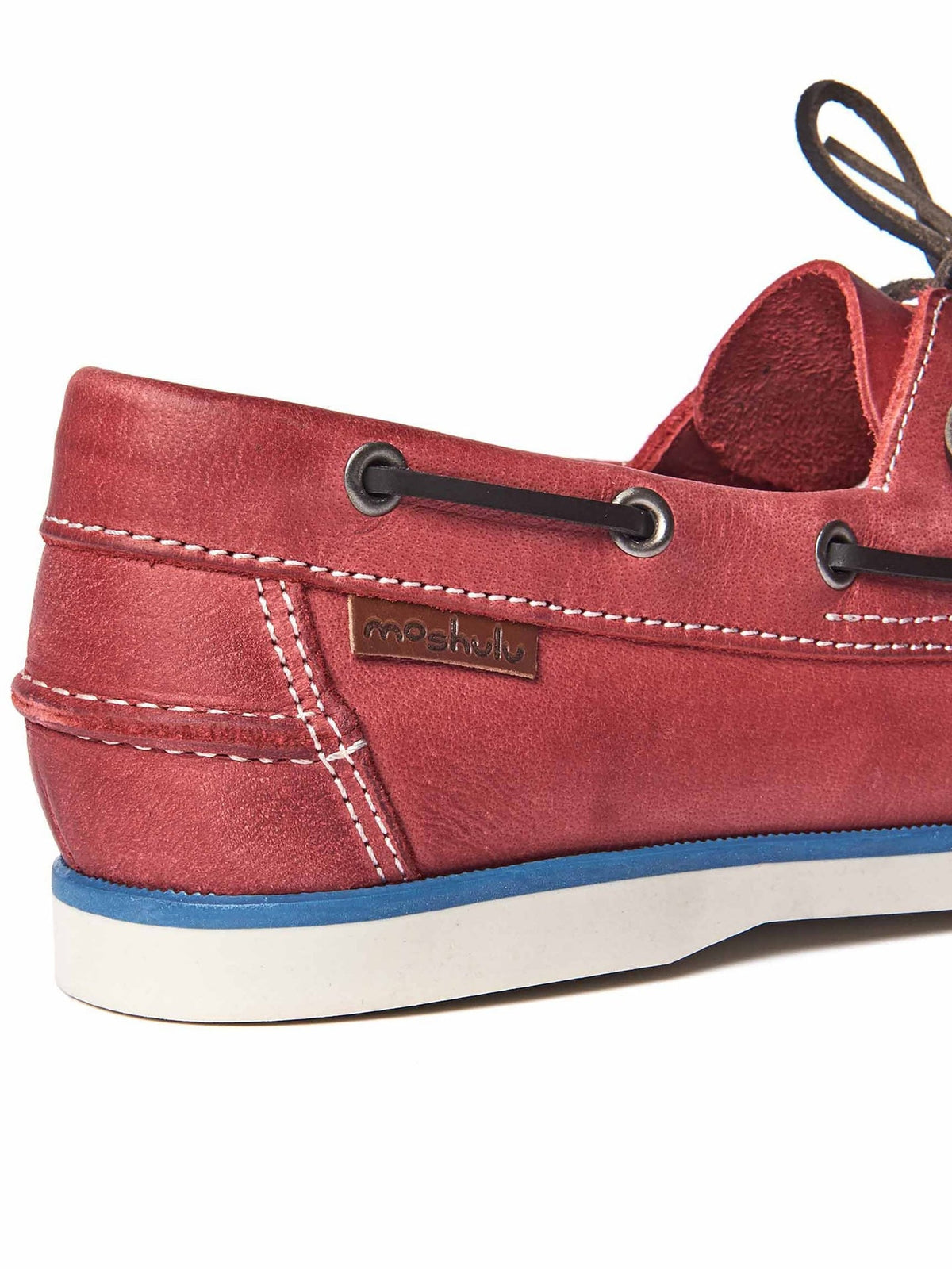 Blue men's waxy leather deck shoes - CROYDE NAVY