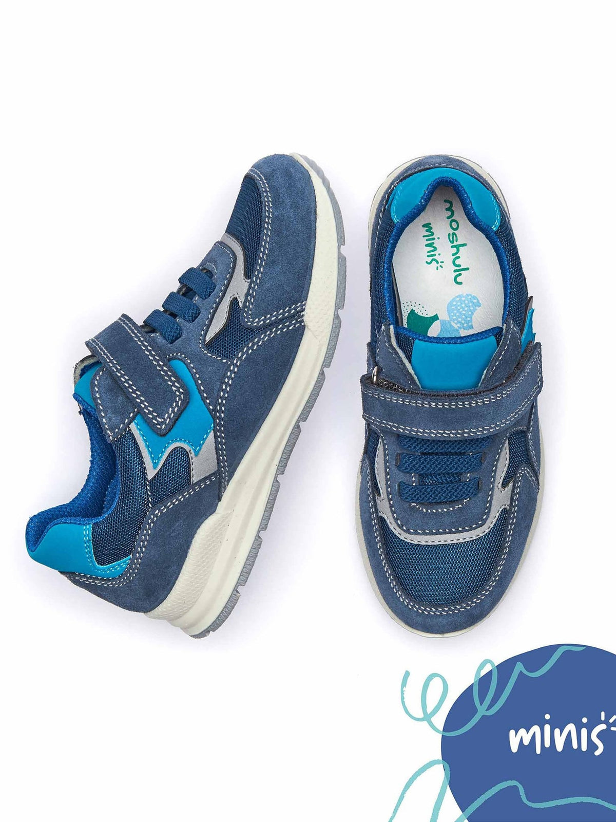 Blue kids faux leather trainers - JUMPING AEGEAN BLUE