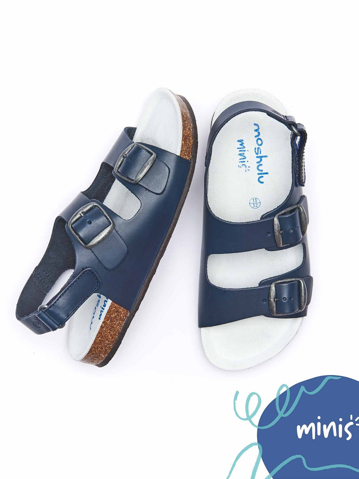 Blue kids cork footbed sandals - MINI PALME WAXY NAVY