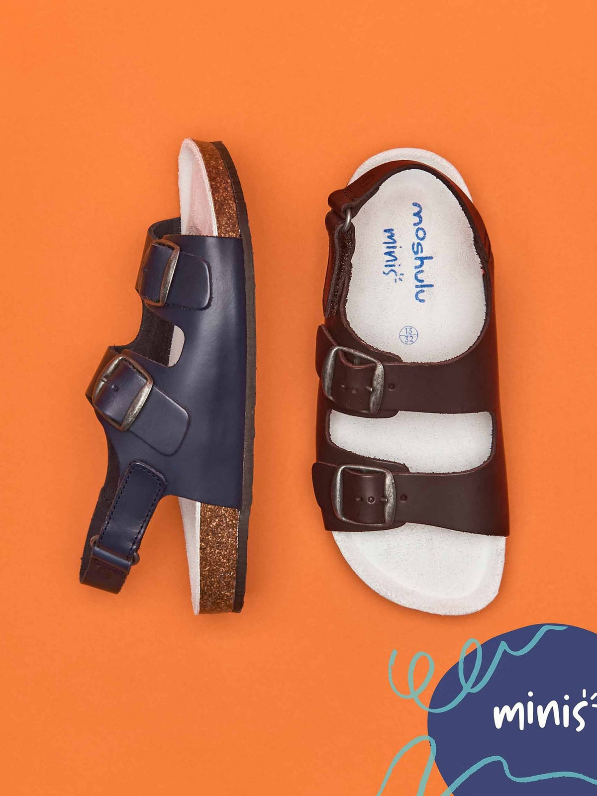 Brown kids cork footbed sandals - MINI PALME WAXY BROWN