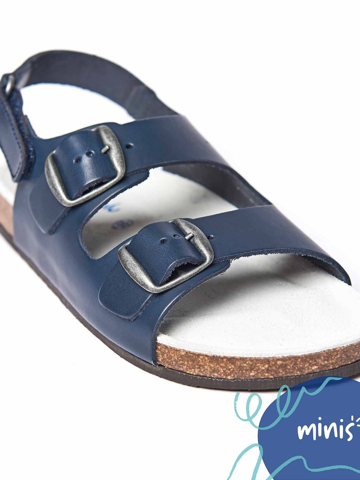 Blue kids cork footbed sandals - MINI PALME WAXY NAVY