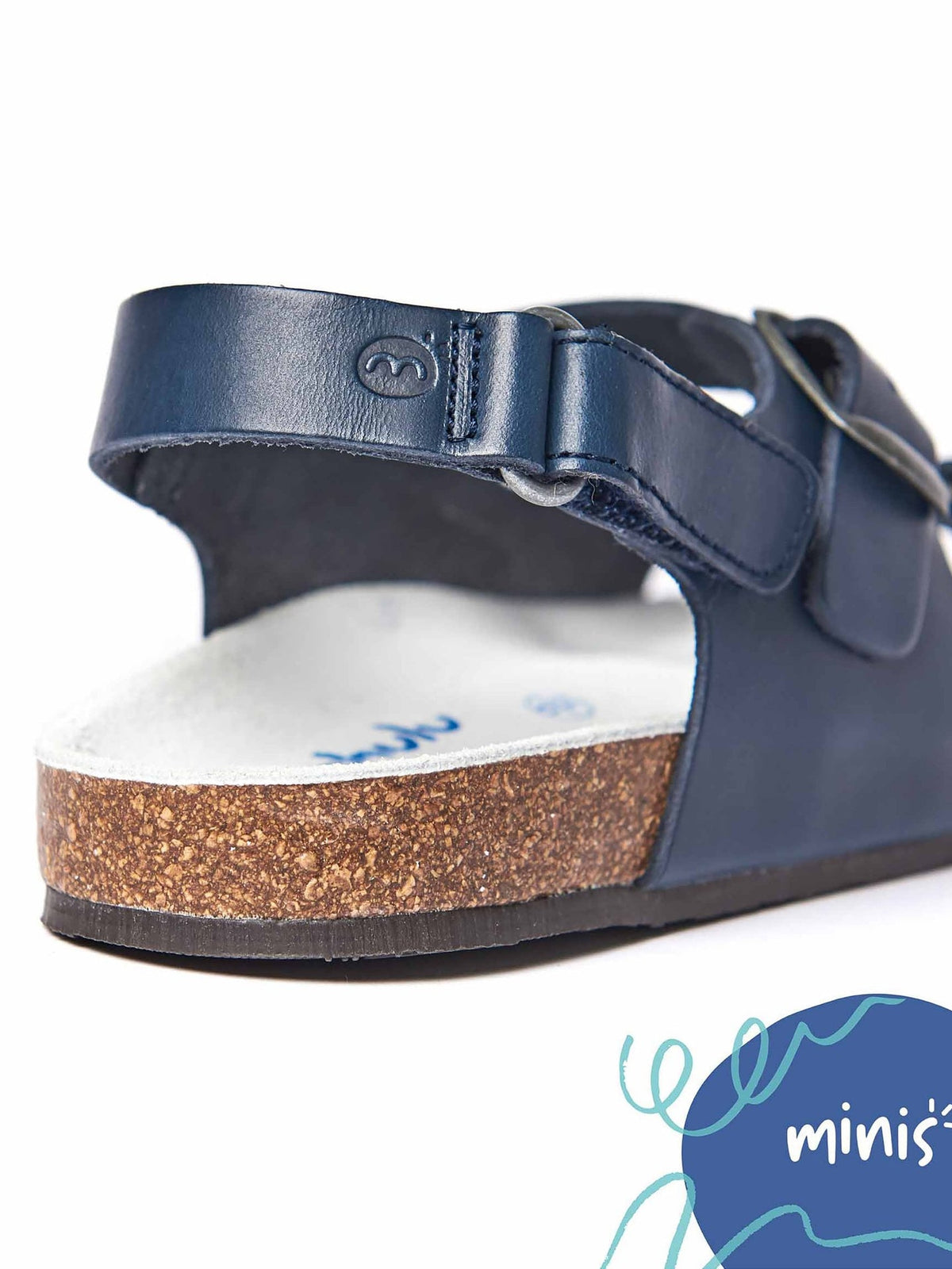 Blue kids cork footbed sandals - MINI PALME WAXY NAVY