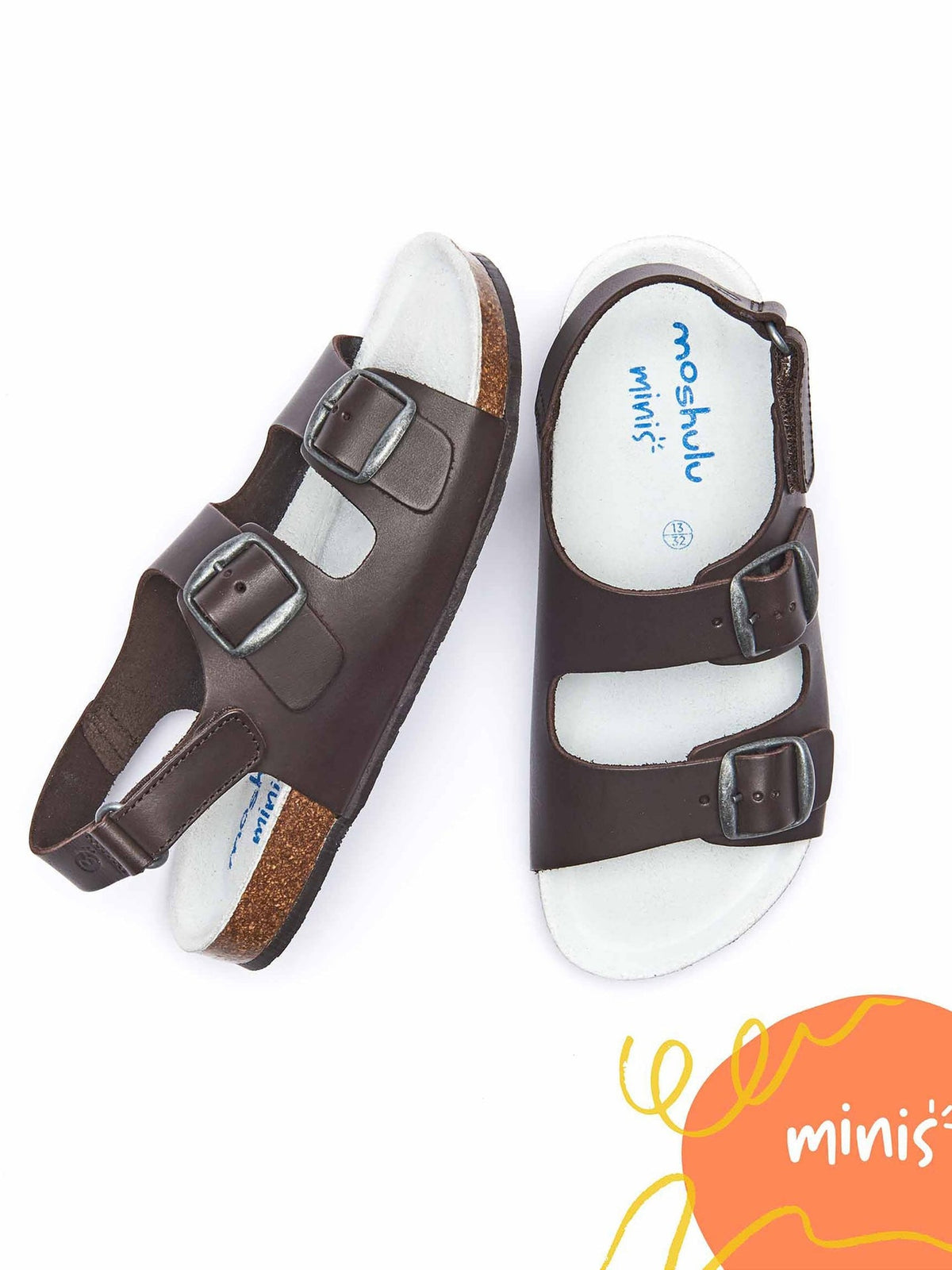 Brown kids cork footbed sandals - MINI PALME WAXY BROWN