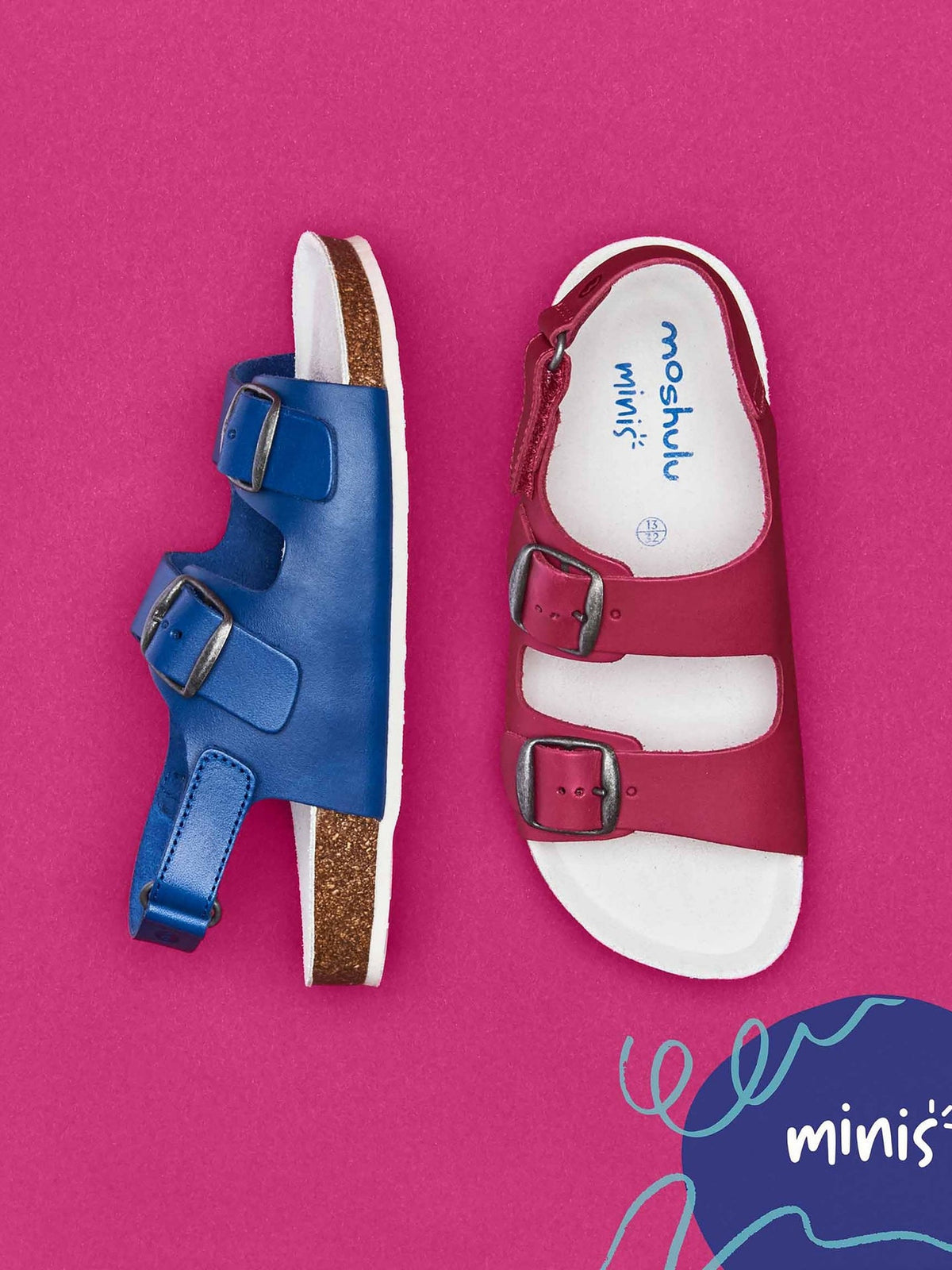 Blue kids cork footbed sandals - MINI PALME COBALT