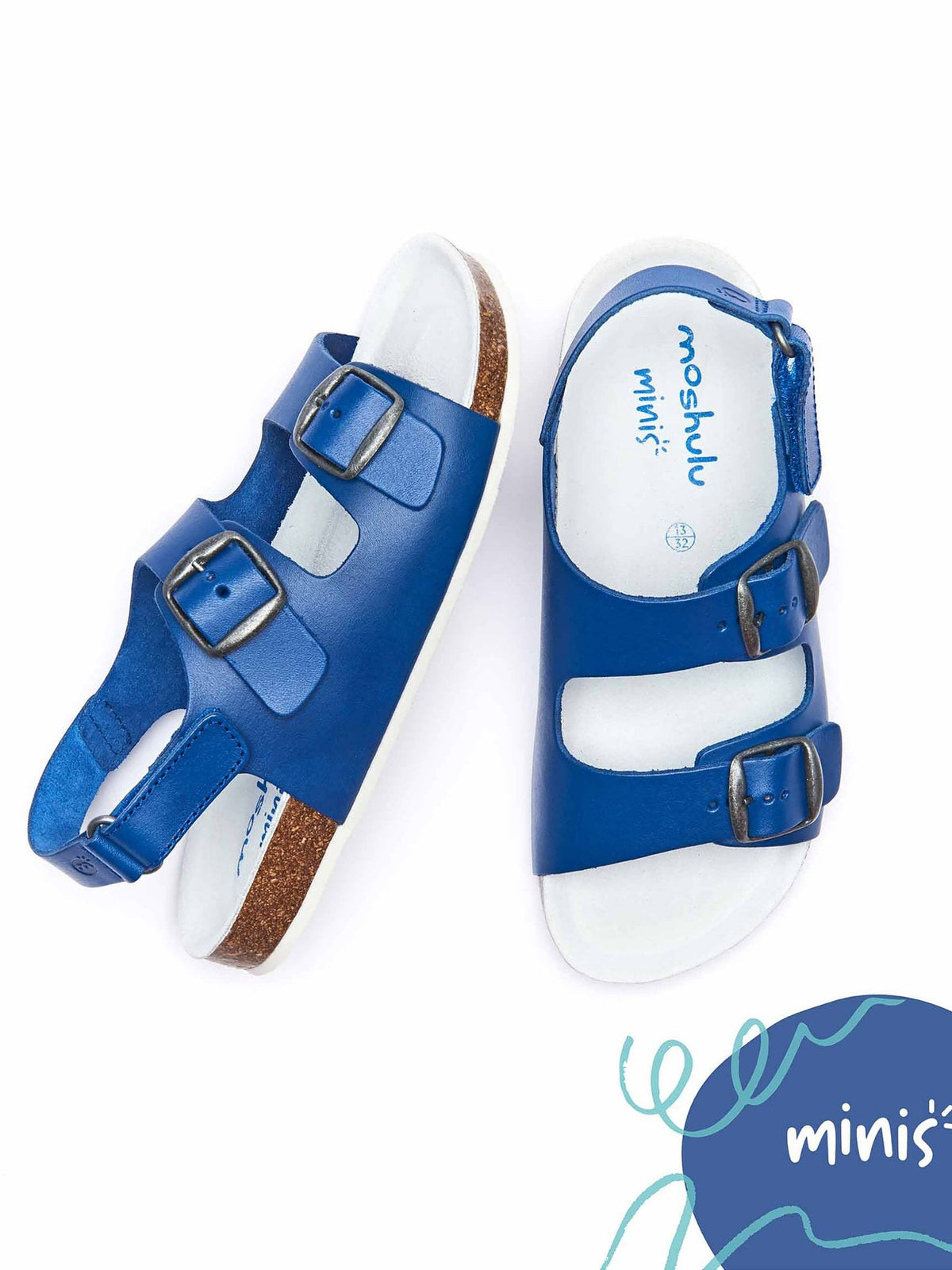 Blue kids cork footbed sandals - MINI PALME COBALT