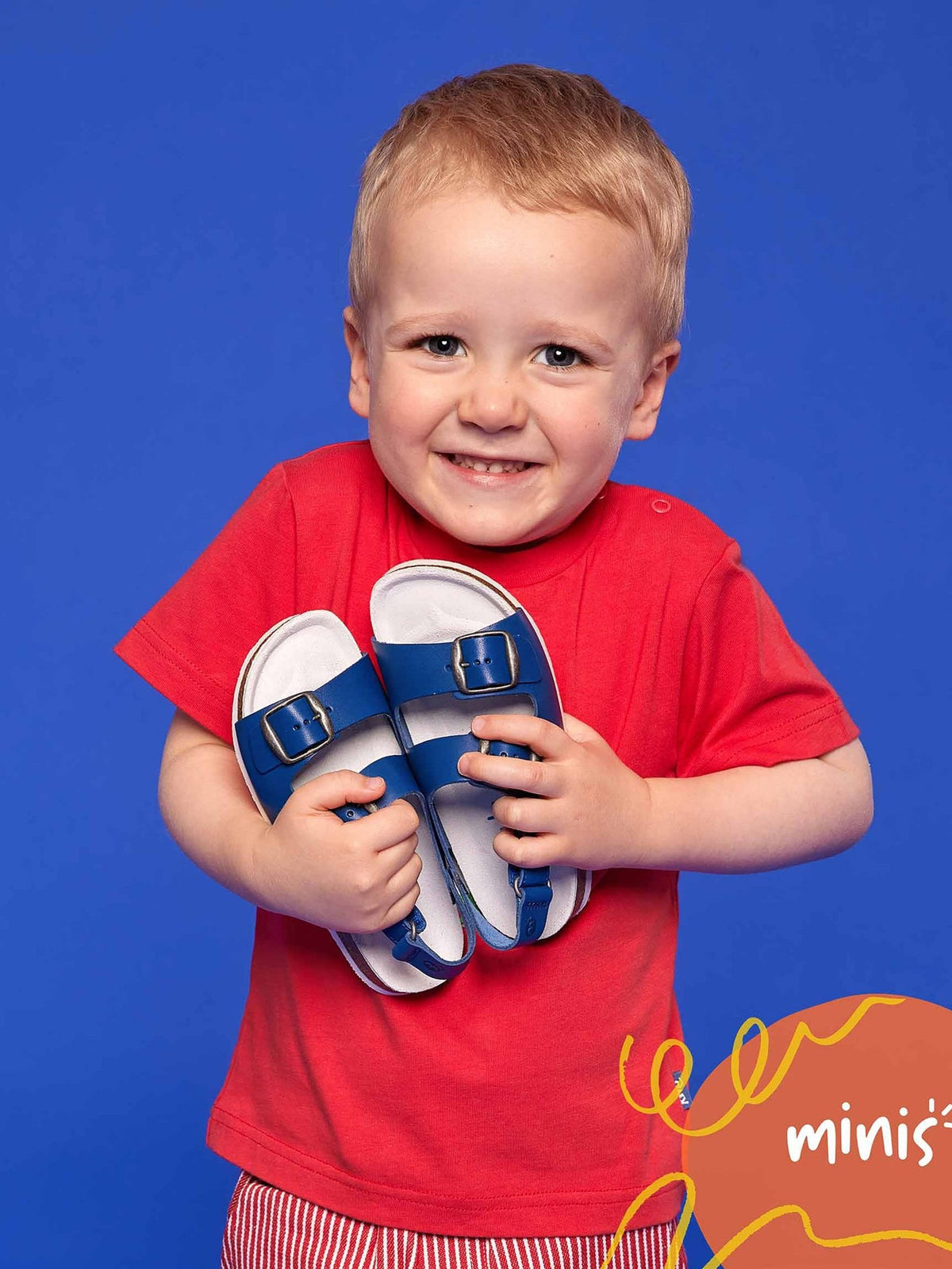 Blue kids cork footbed sandals - MINI PALME COBALT