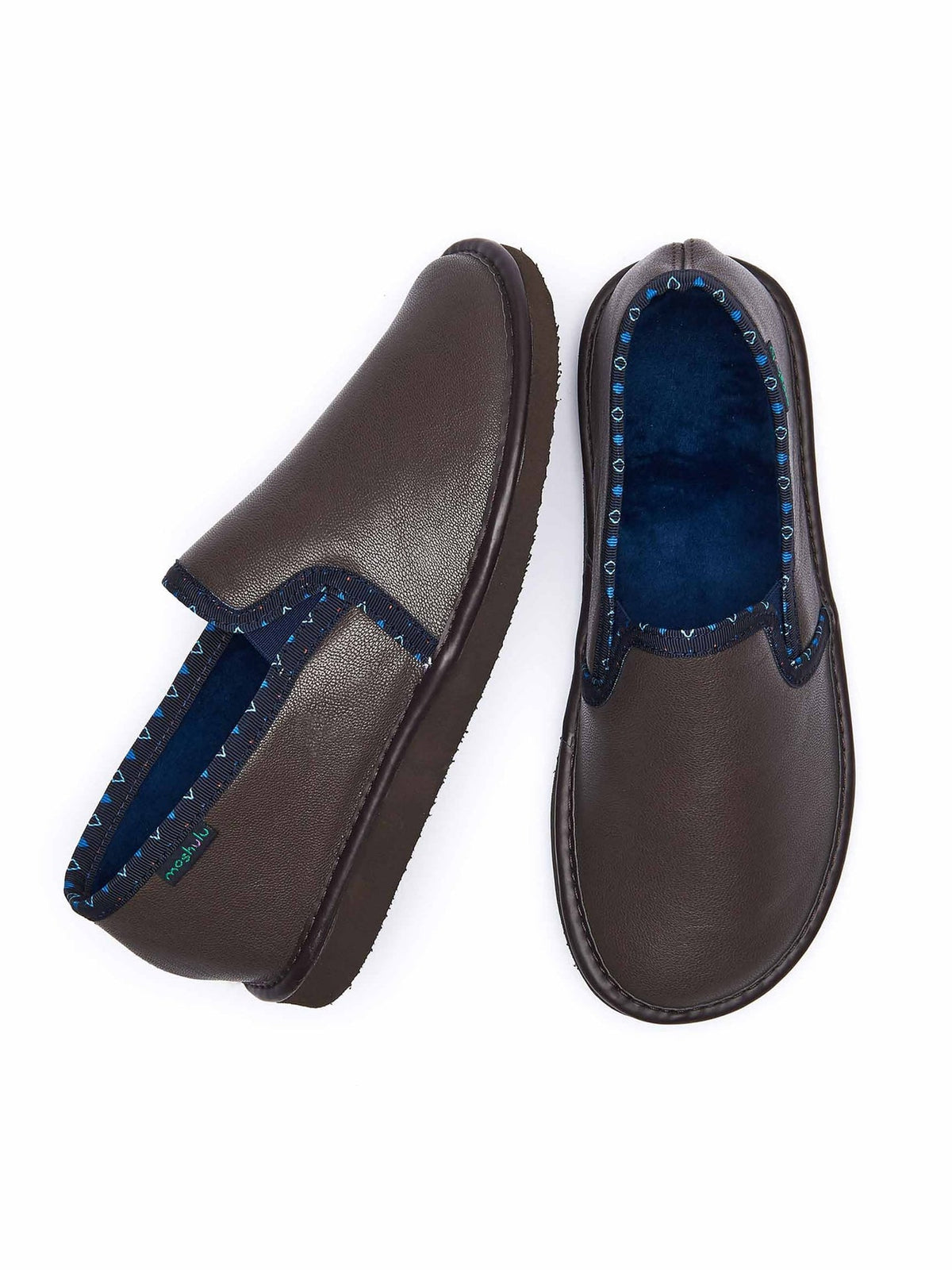 Brown men's classic leather slippers - NEPAL 4 BROWN