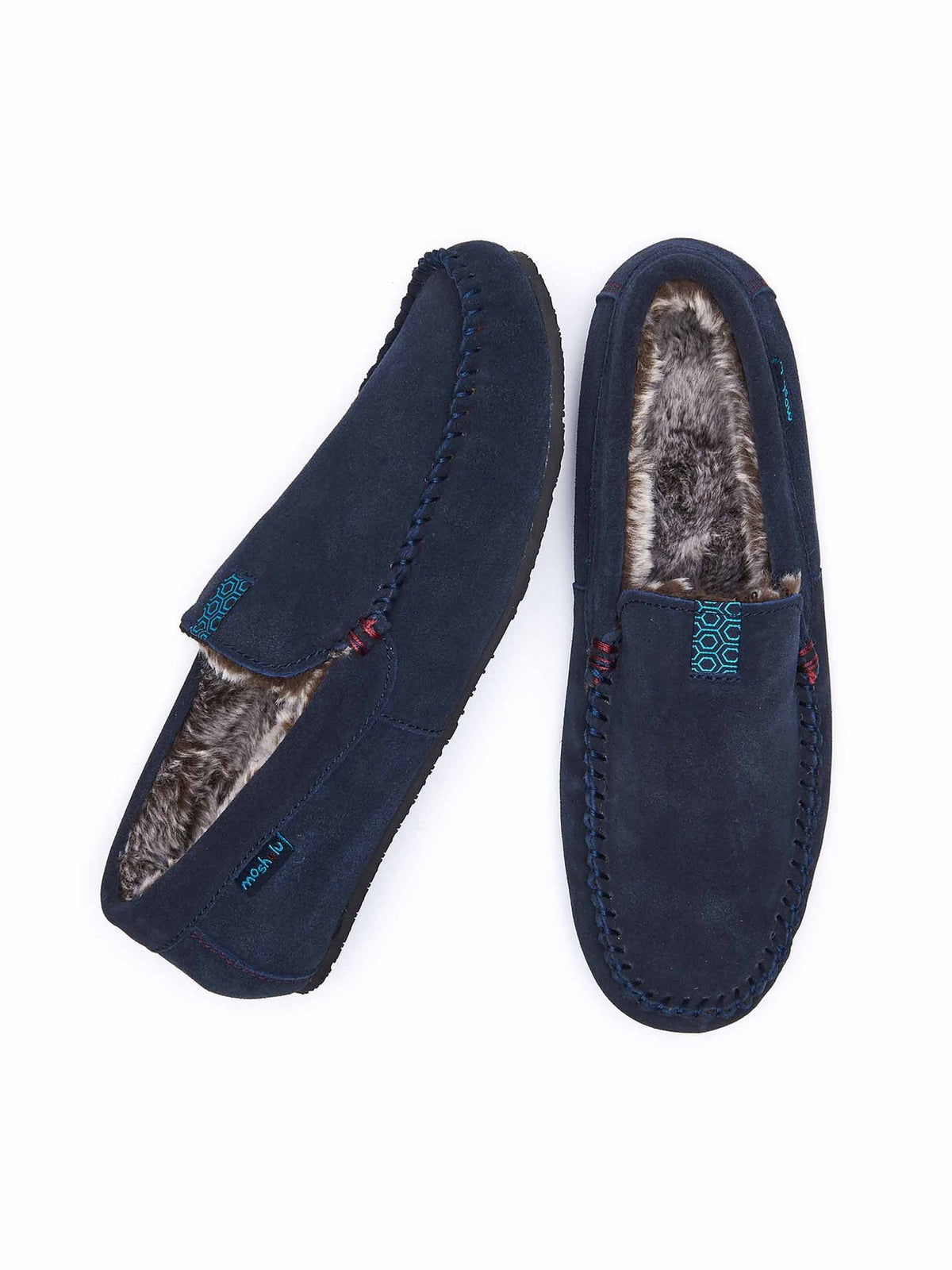 Blue men's suede moccasin slippers - FIELDING 3 NAVY