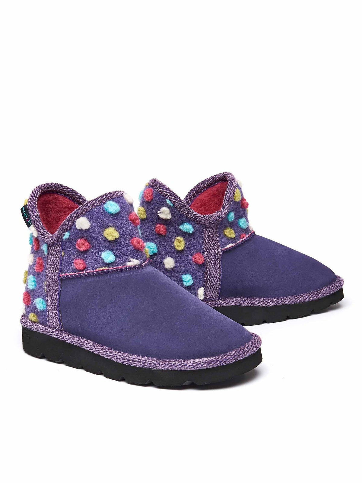 Purple spotty bootie slippers - FIRESIDE 2 VIOLET