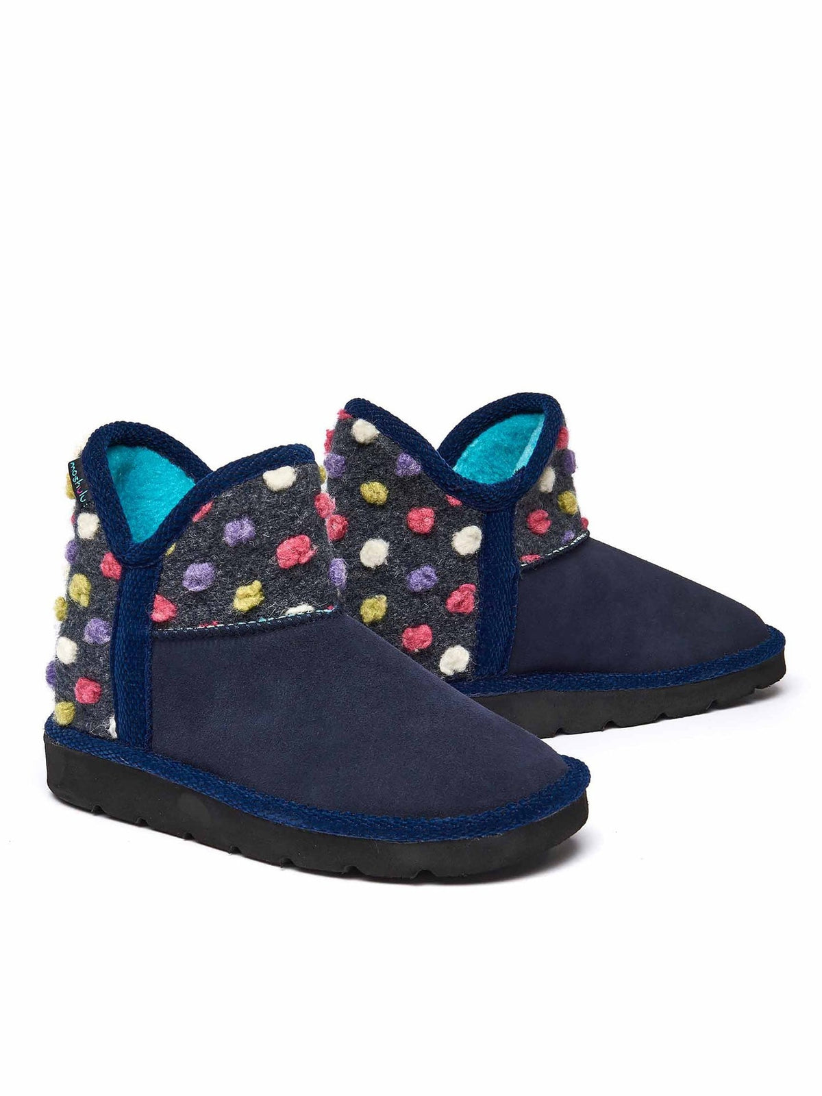 Blue spotty bootie slippers - FIRESIDE 2 INDIGO
