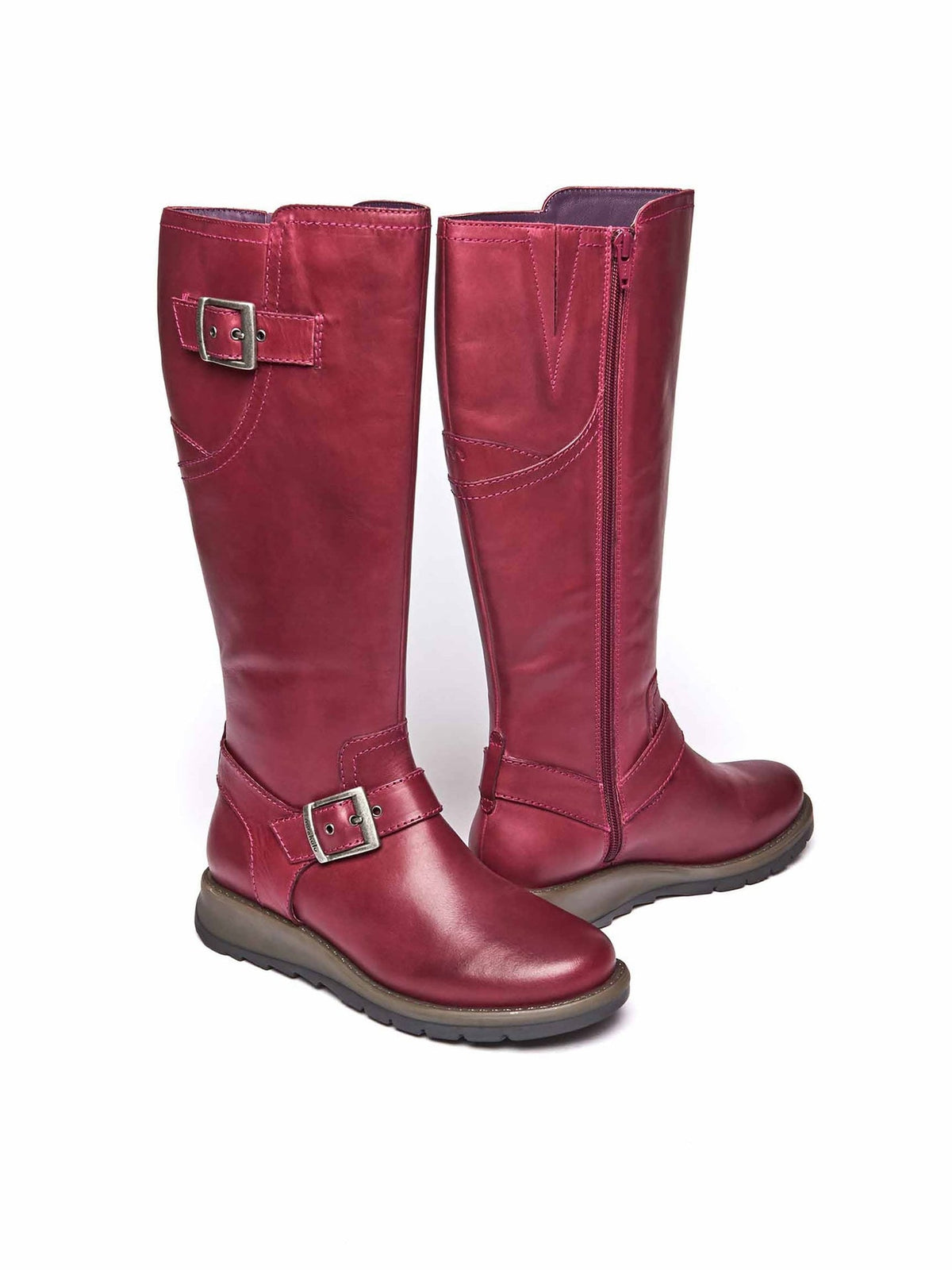 Pink long leather wedge boots - STARGAZER RASPBERRY