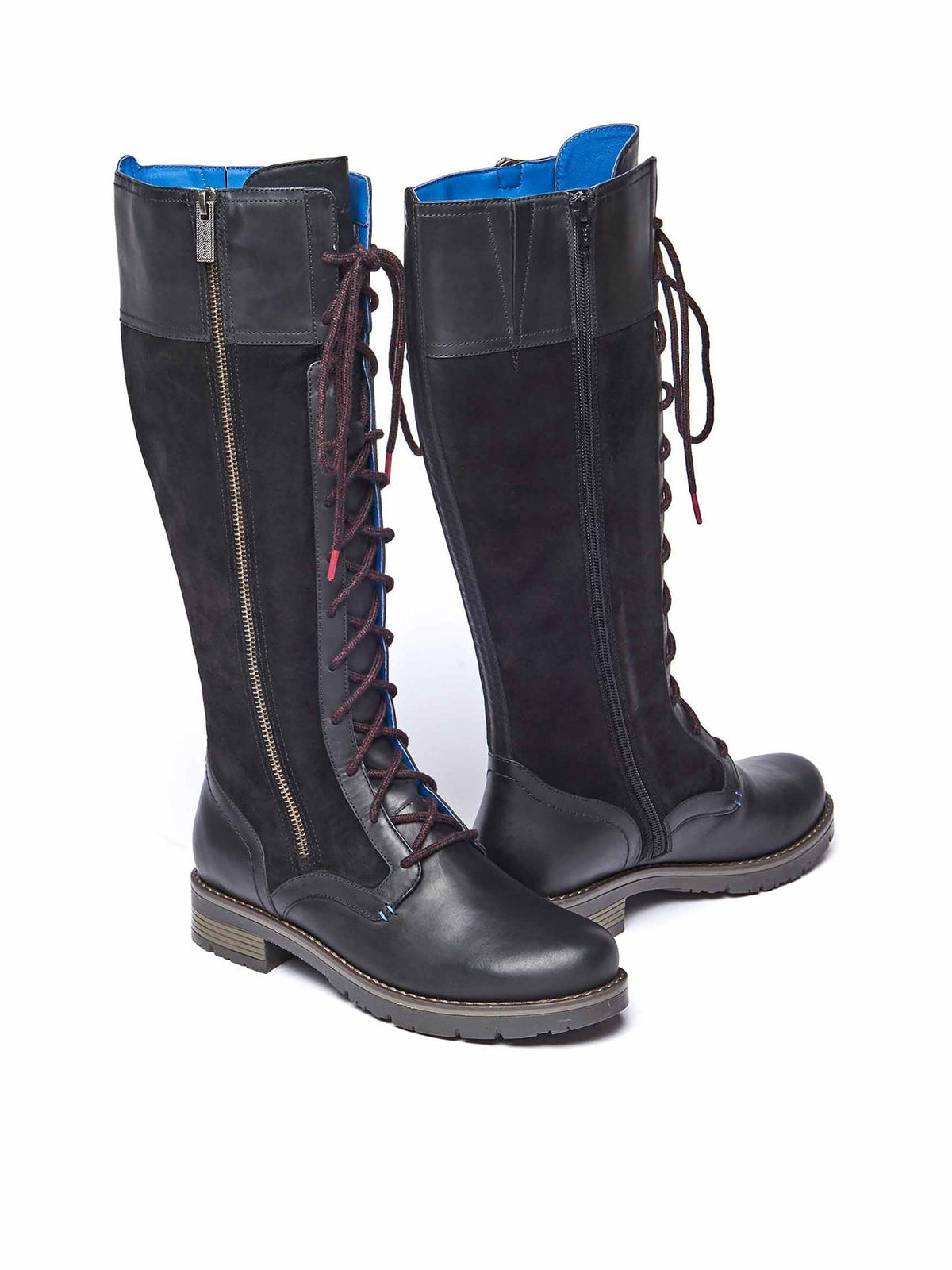 Black long adjustable lace-up boots - AIMEE BLACK