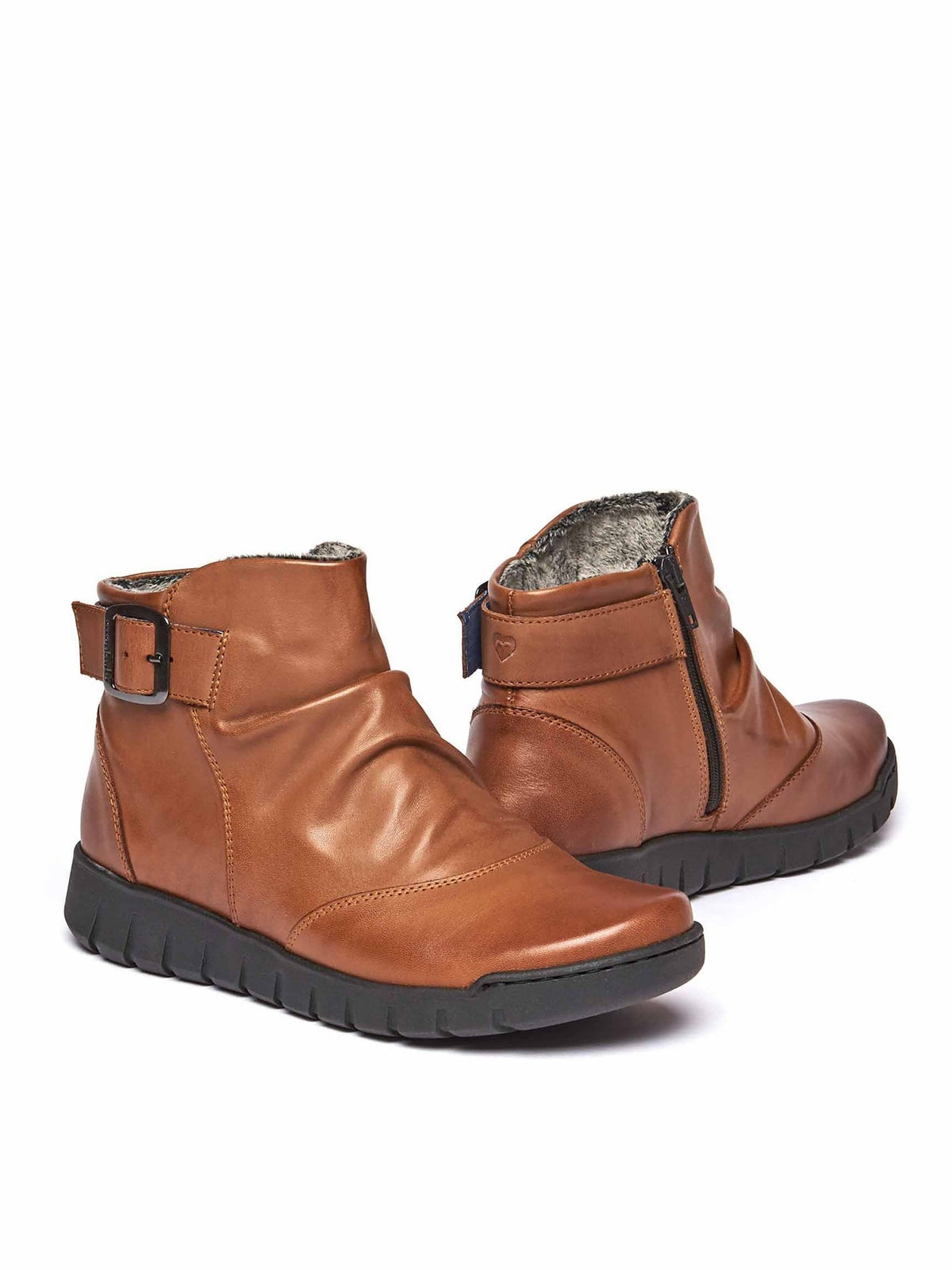 Brown ruched leather ankle boots - VAGAR TAN