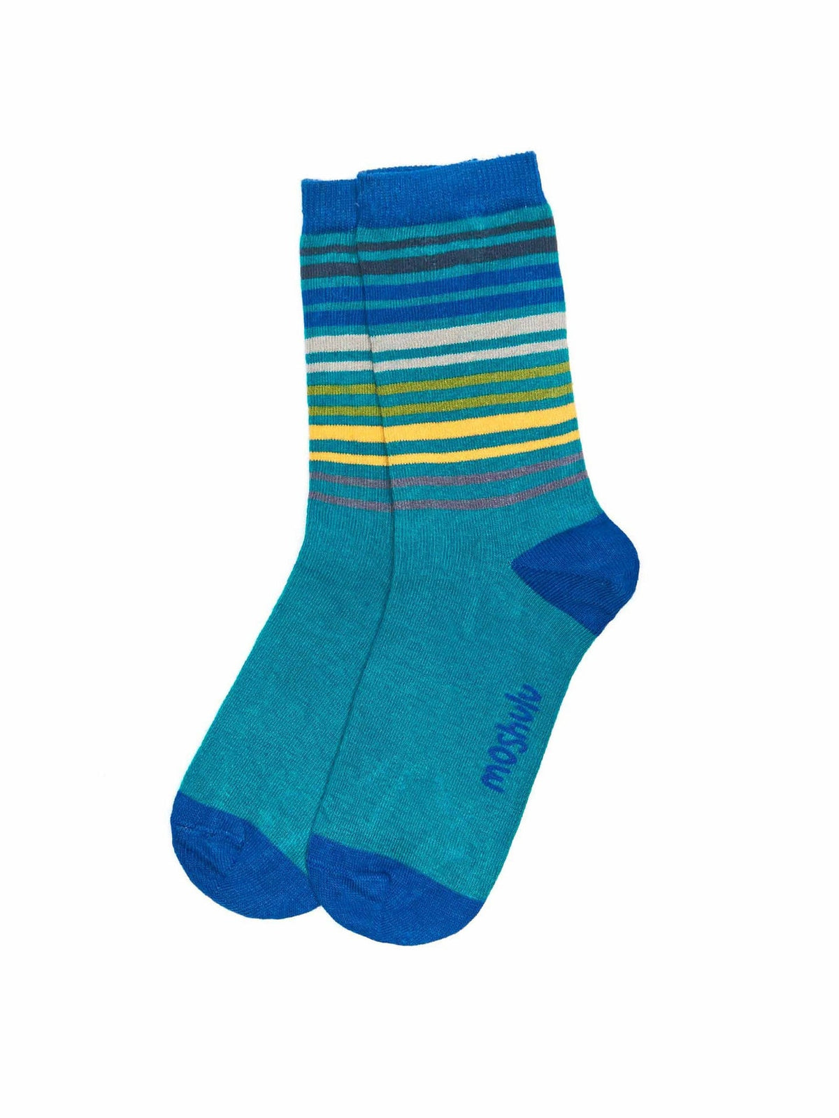 Green / Blue ladies' striped bamboo socks - LAUPER LAGOON MULTI
