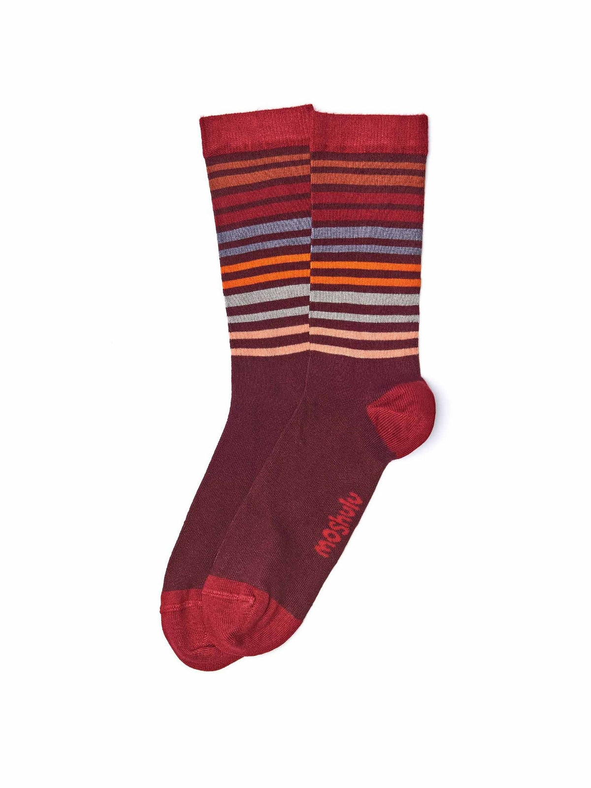 Red ladies' striped bamboo socks - LAUPER CABERNET MULTI