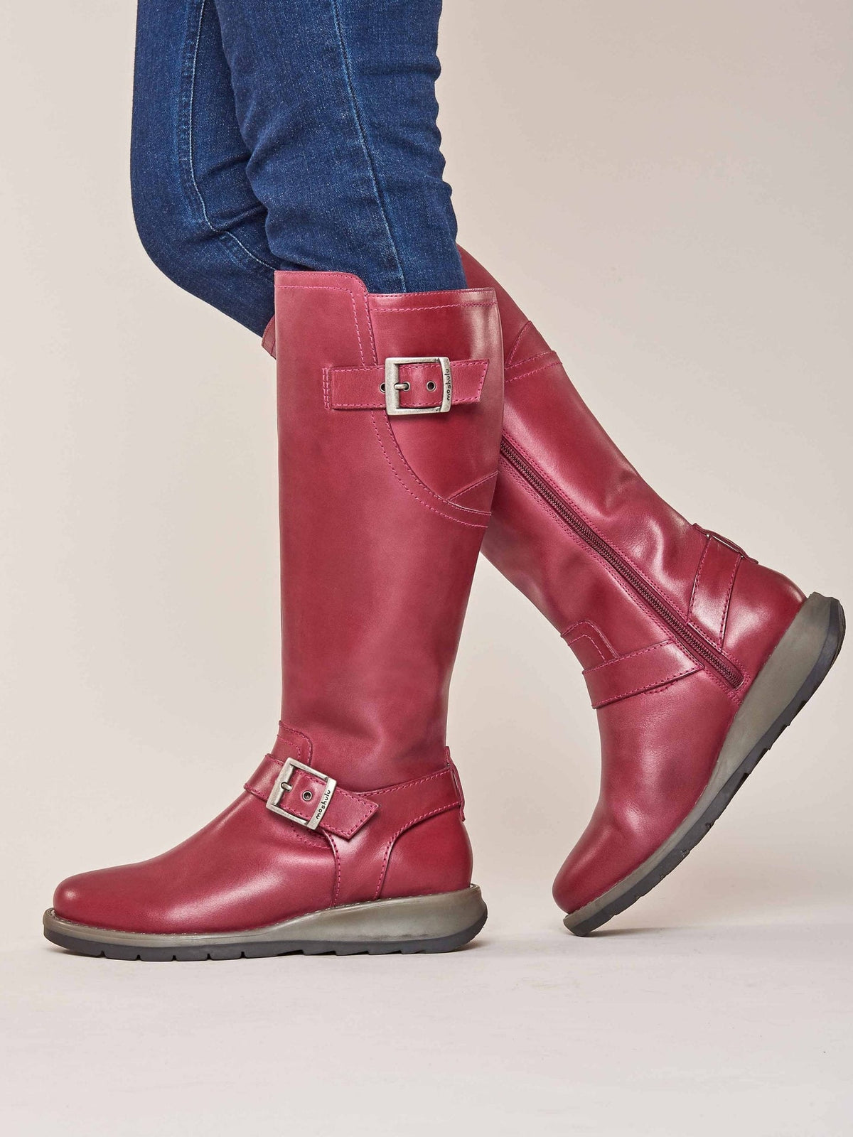 Pink long leather wedge boots - STARGAZER RASPBERRY