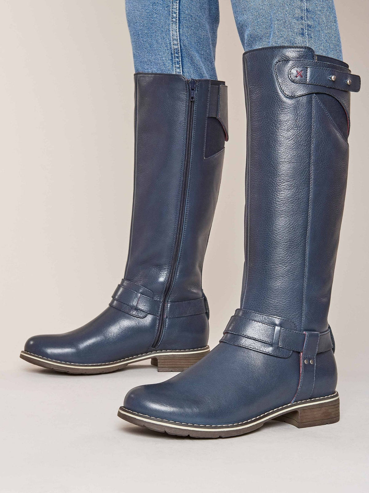 Blue classic leather long boots - MISTLETOE DARK DENIM