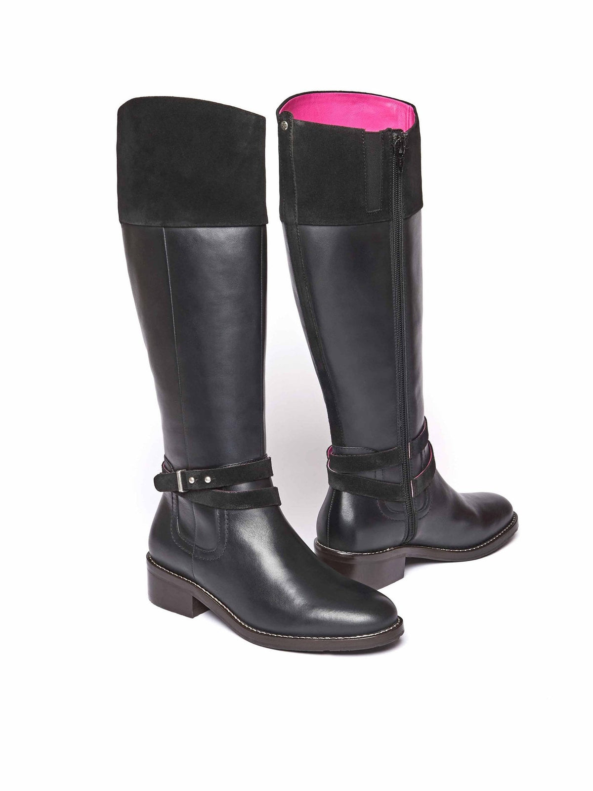 Black classic heeled leather riding boots - CASSATT BLACK