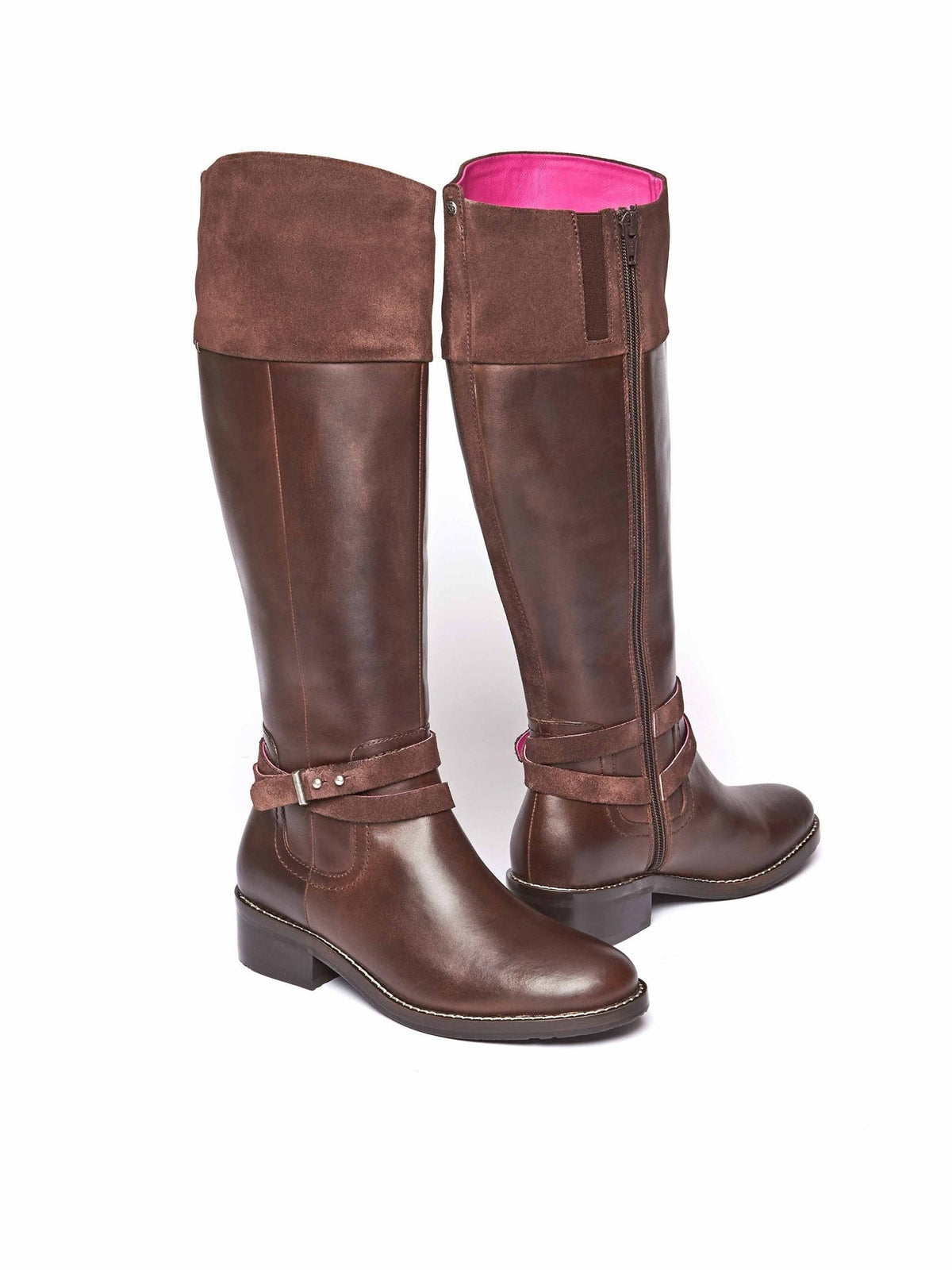 Brown classic heeled leather riding boots - CASSATT CHOCOLATE