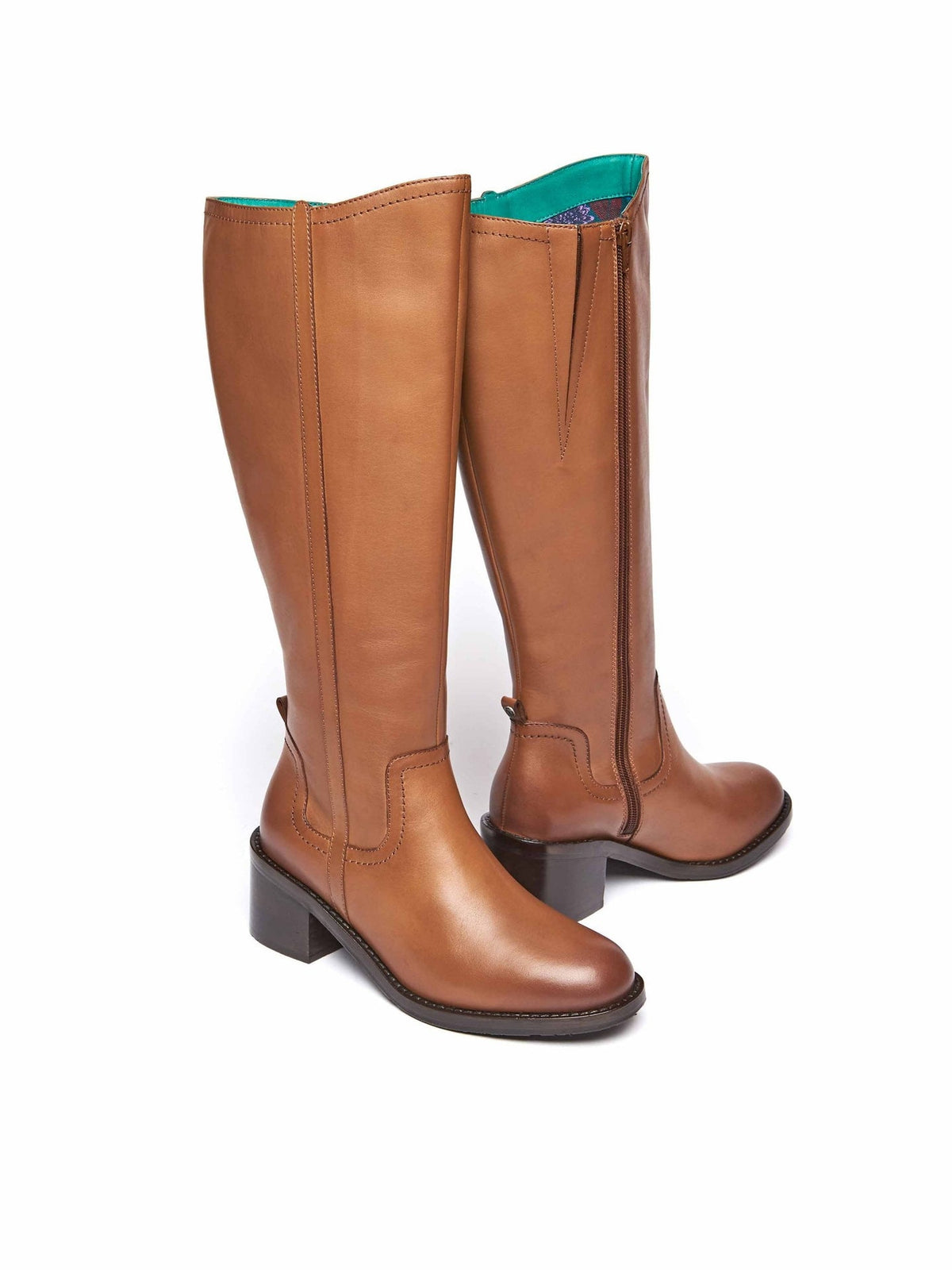 Brown heeled long riding boots - HEPWORTH TAN