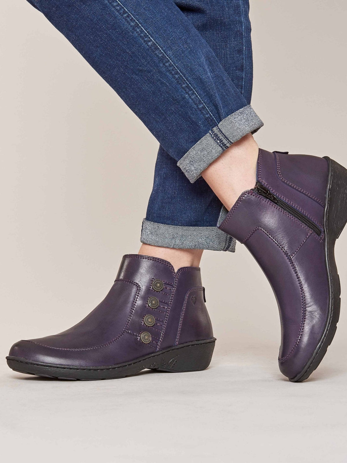 Purple leather lightweight ankle boots - FRUIT DROP 2 DEEP VIOLET