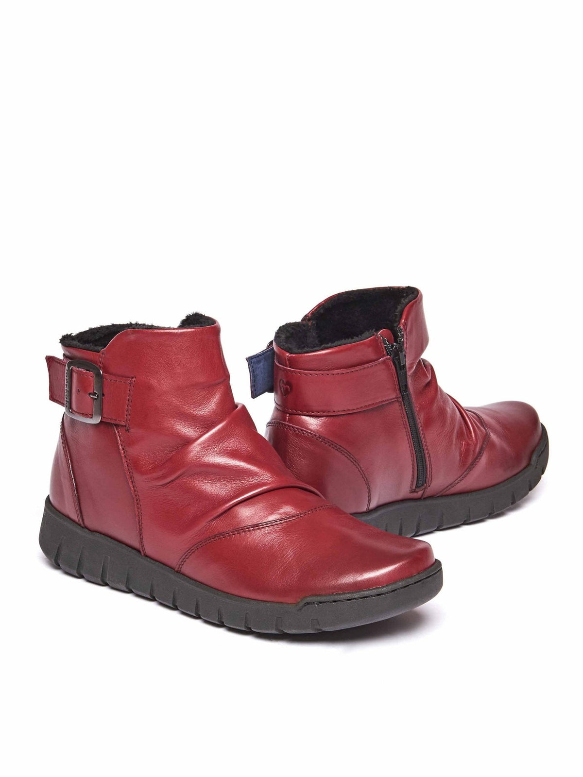 Red ruched leather ankle boots - VAGAR CABERNET