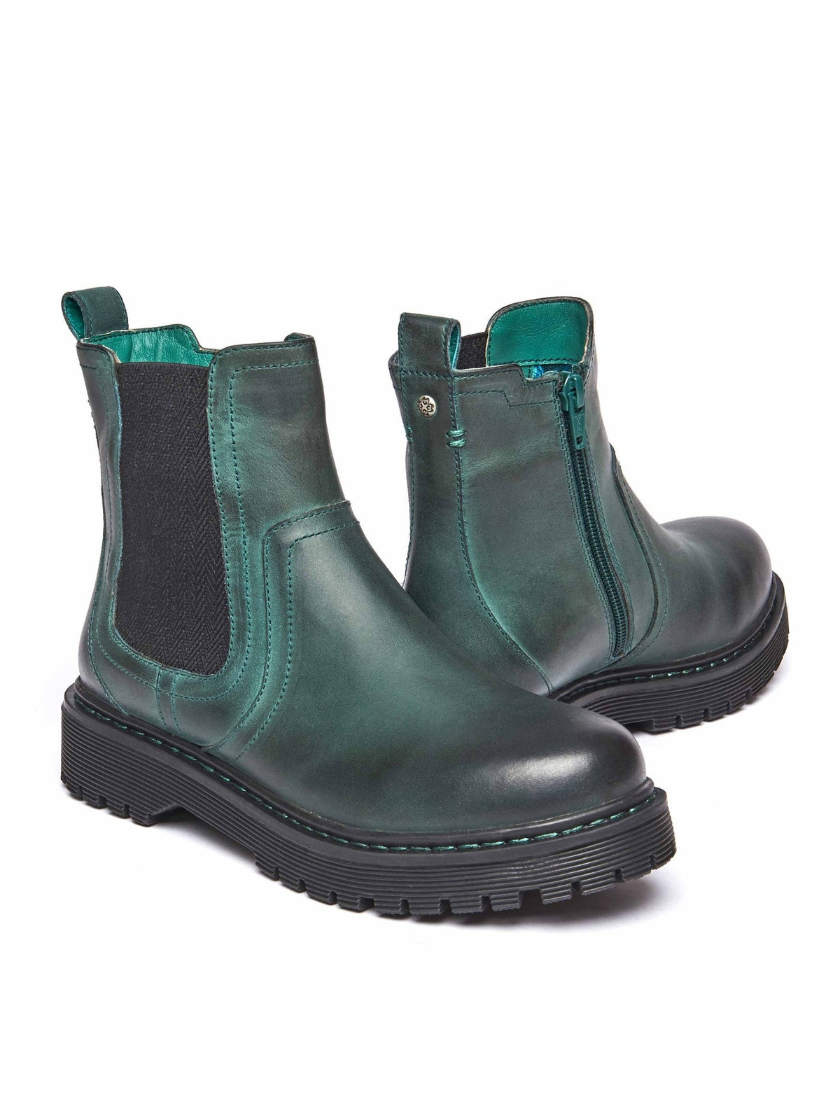 Green women's leather Chelsea boots - ABNEY KALE GREEN