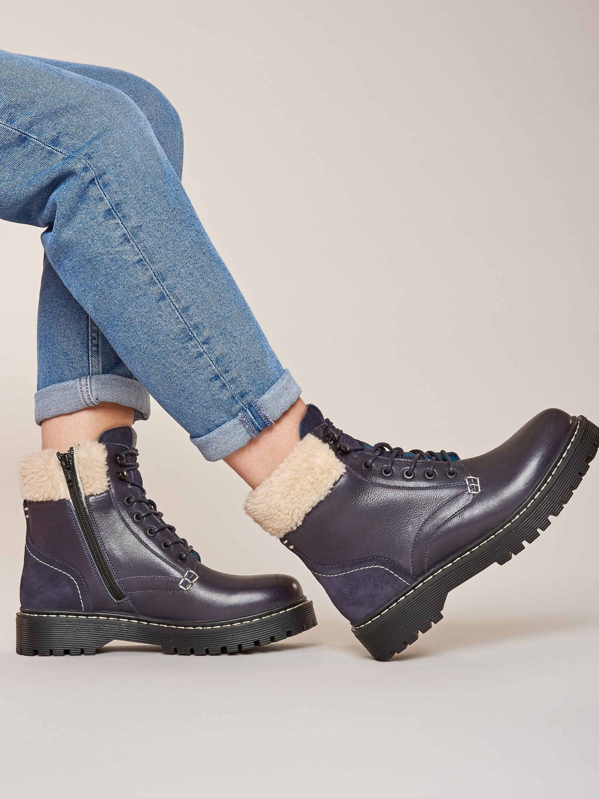 Blue Aviator leather boots - ARBUS INDIGO