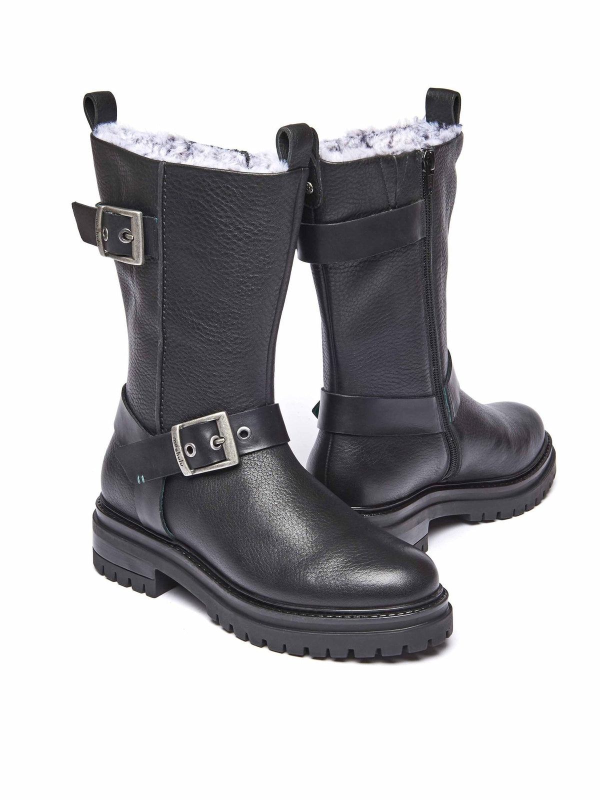 Black Mid-length biker boots - SHERALD BLACK