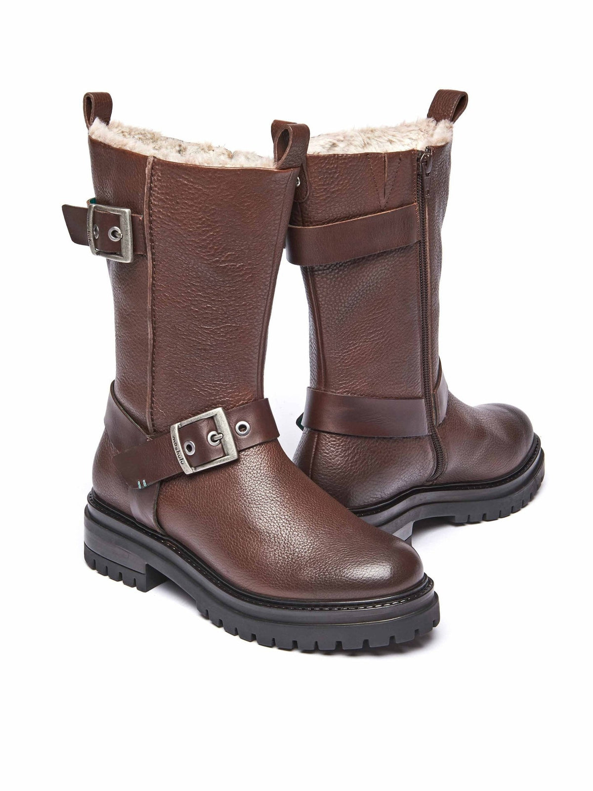 Brown Mid-length biker boots - SHERALD CHOCOLATE