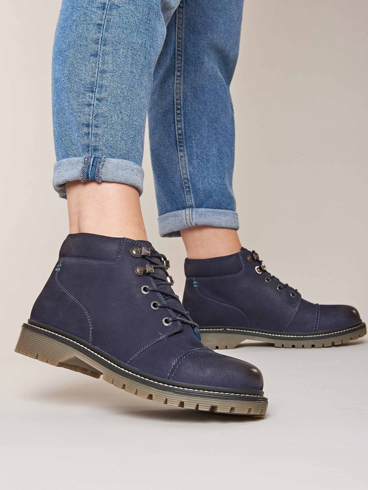 Blue ladies' hiker-style ankle boots - HARTE 2 INDIGO