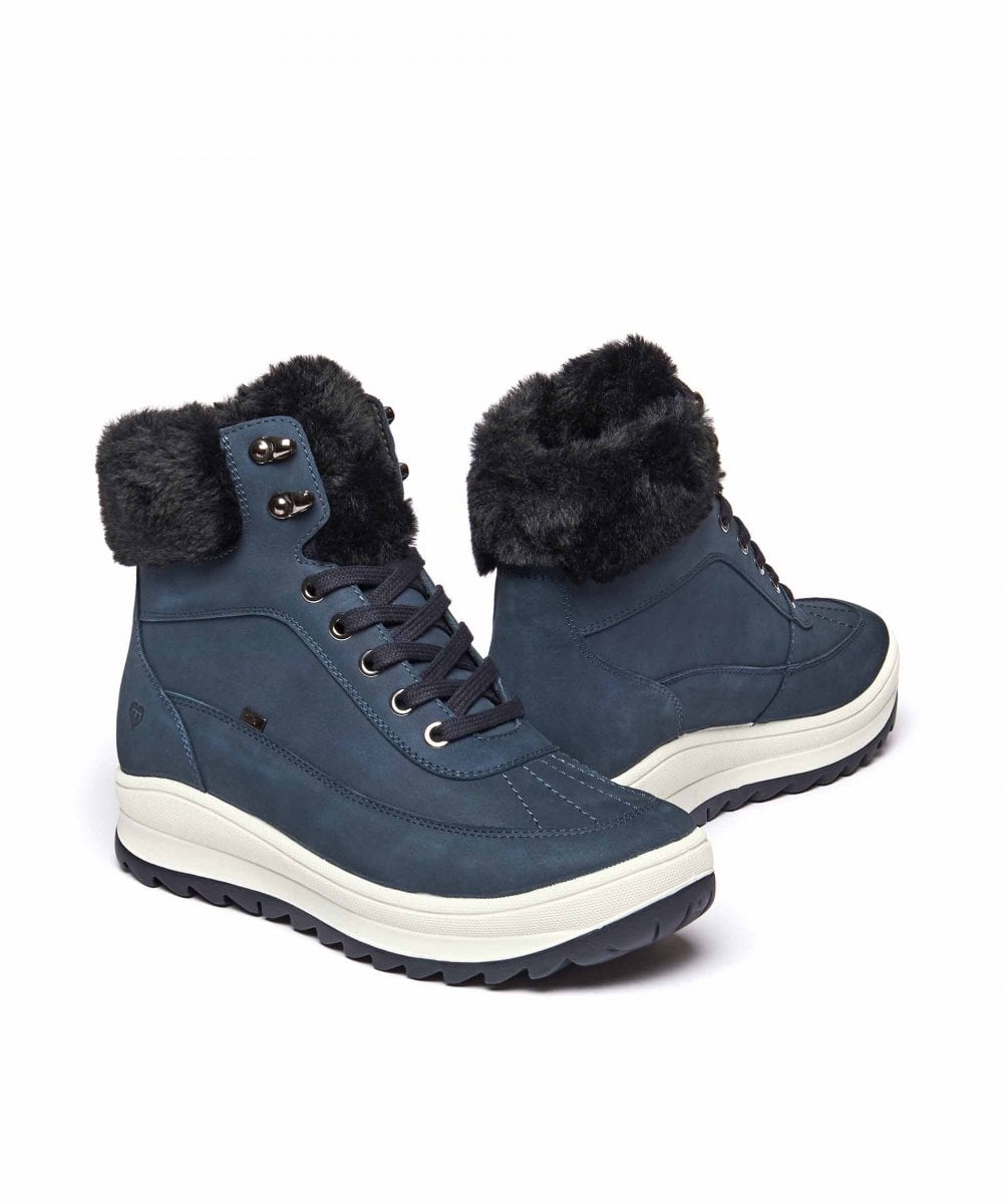 Blue Water resistant lace-up ankle boots - HEERUP INDIGO